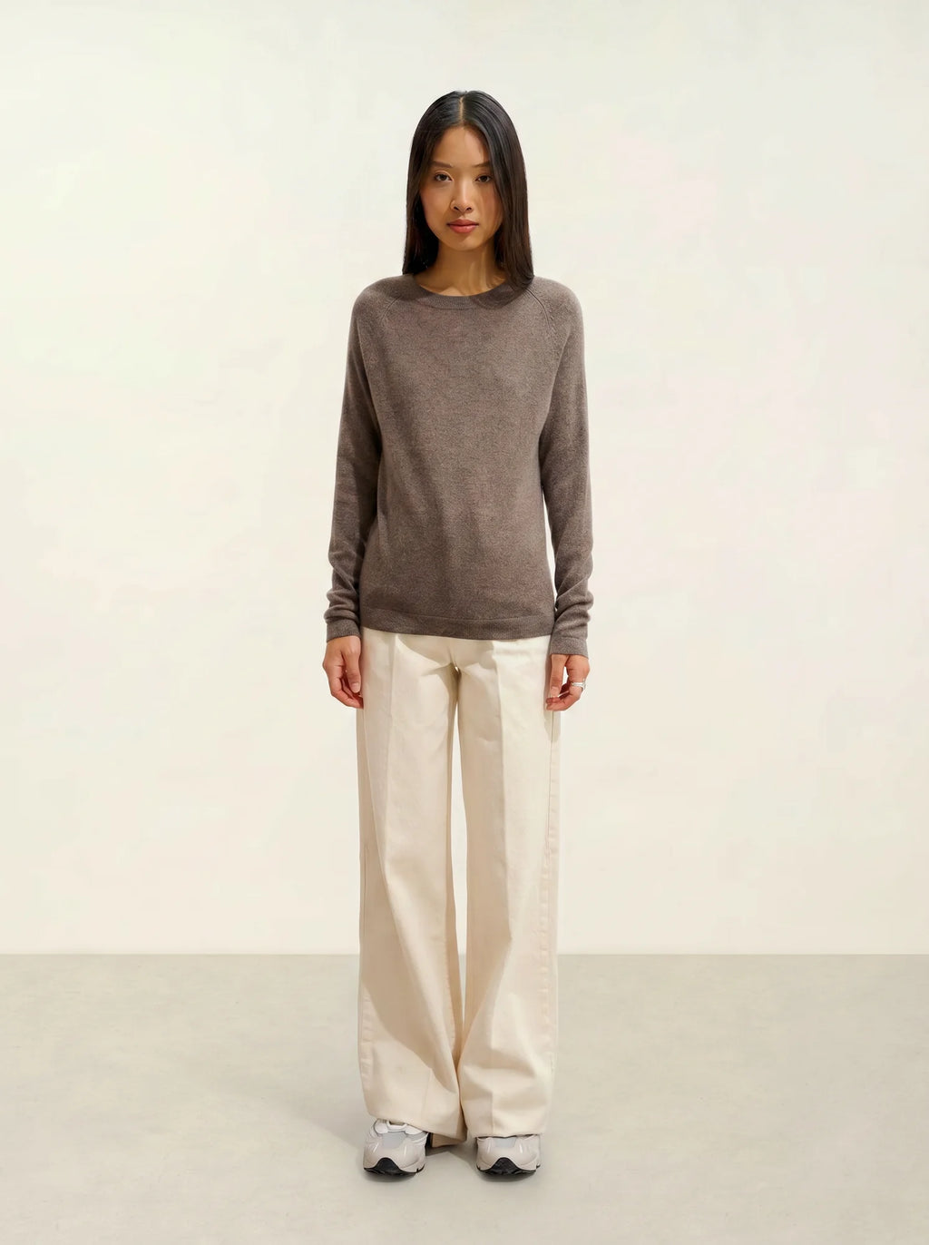 ECRIN pull col rond taupe chiné