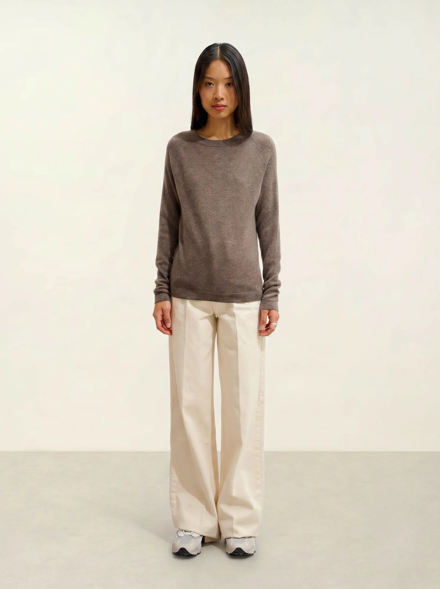 ECRIN pull col rond taupe chiné