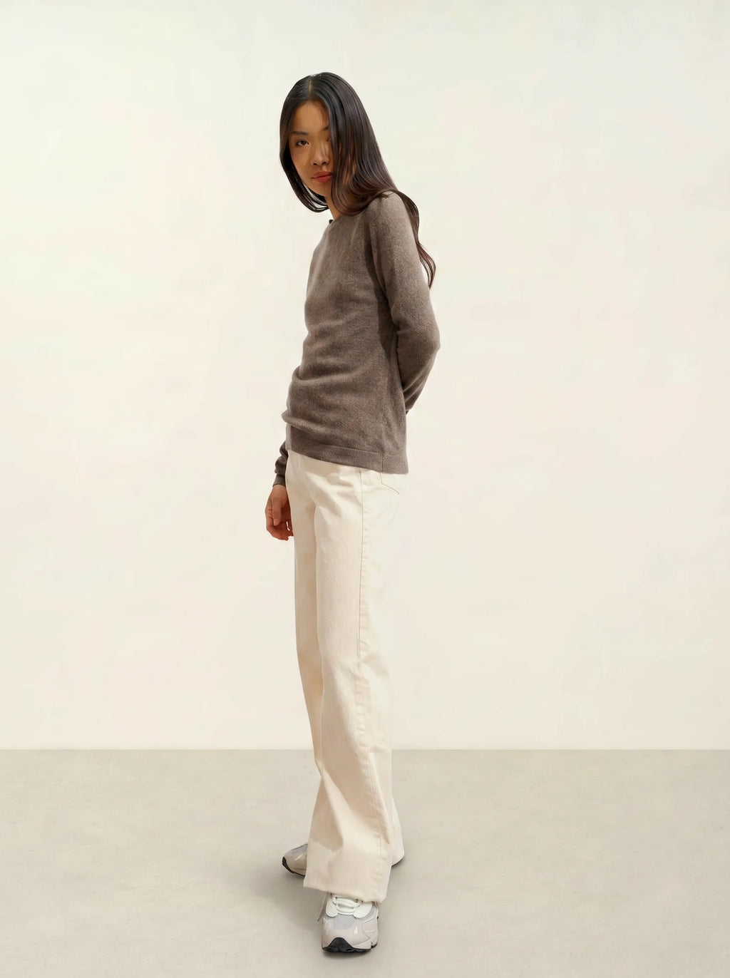 ECRIN pull col rond taupe chiné