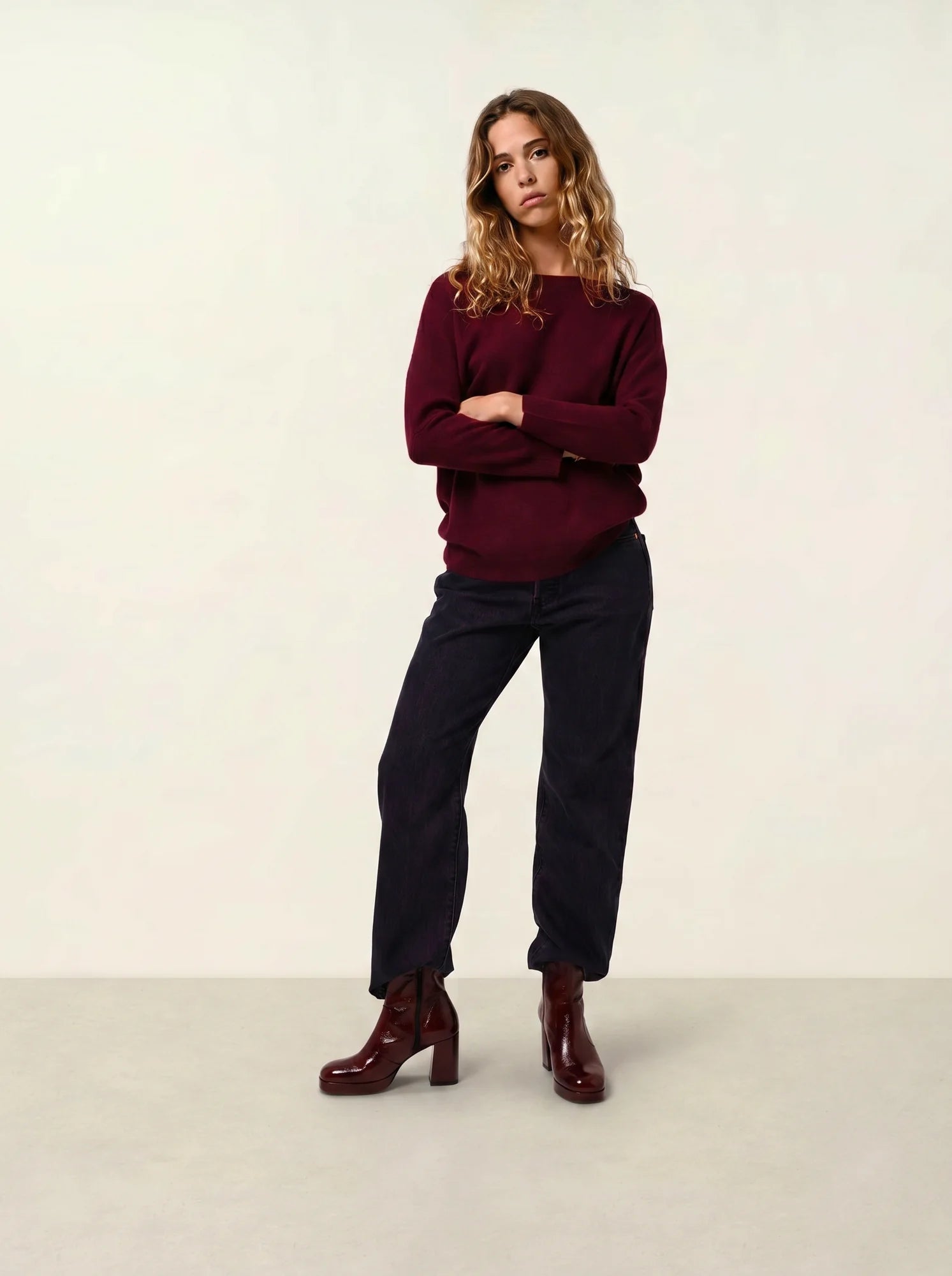 GOLÉON pull chauve souris bordeaux
