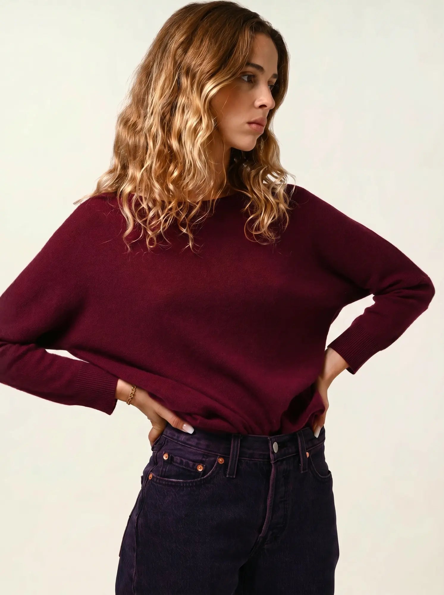 GOLÉON pull chauve souris bordeaux