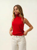 CAPUCIN Pullover Rollkragen ärmellos Rot