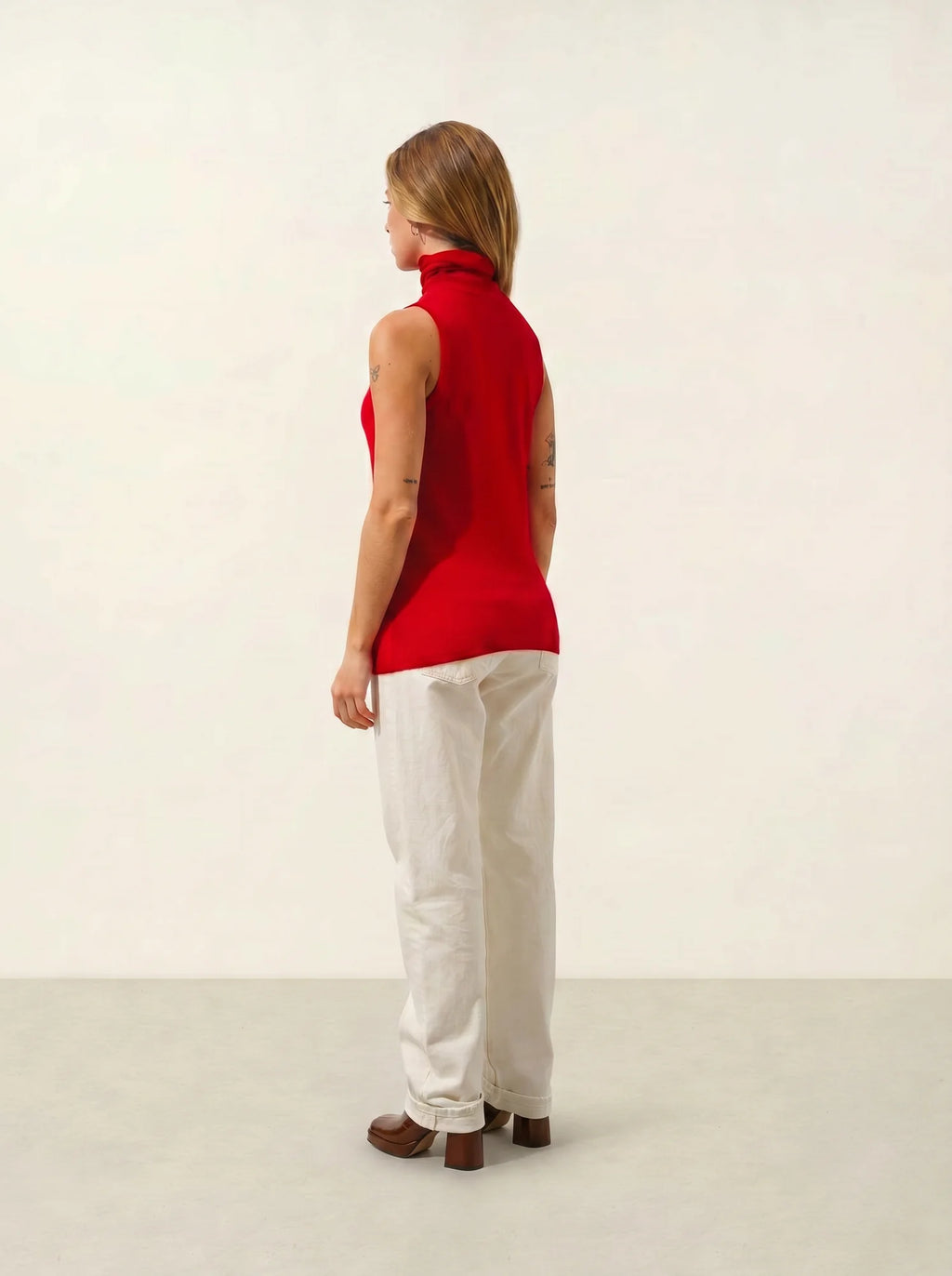 CAPUCIN Pullover Rollkragen ärmellos Rot