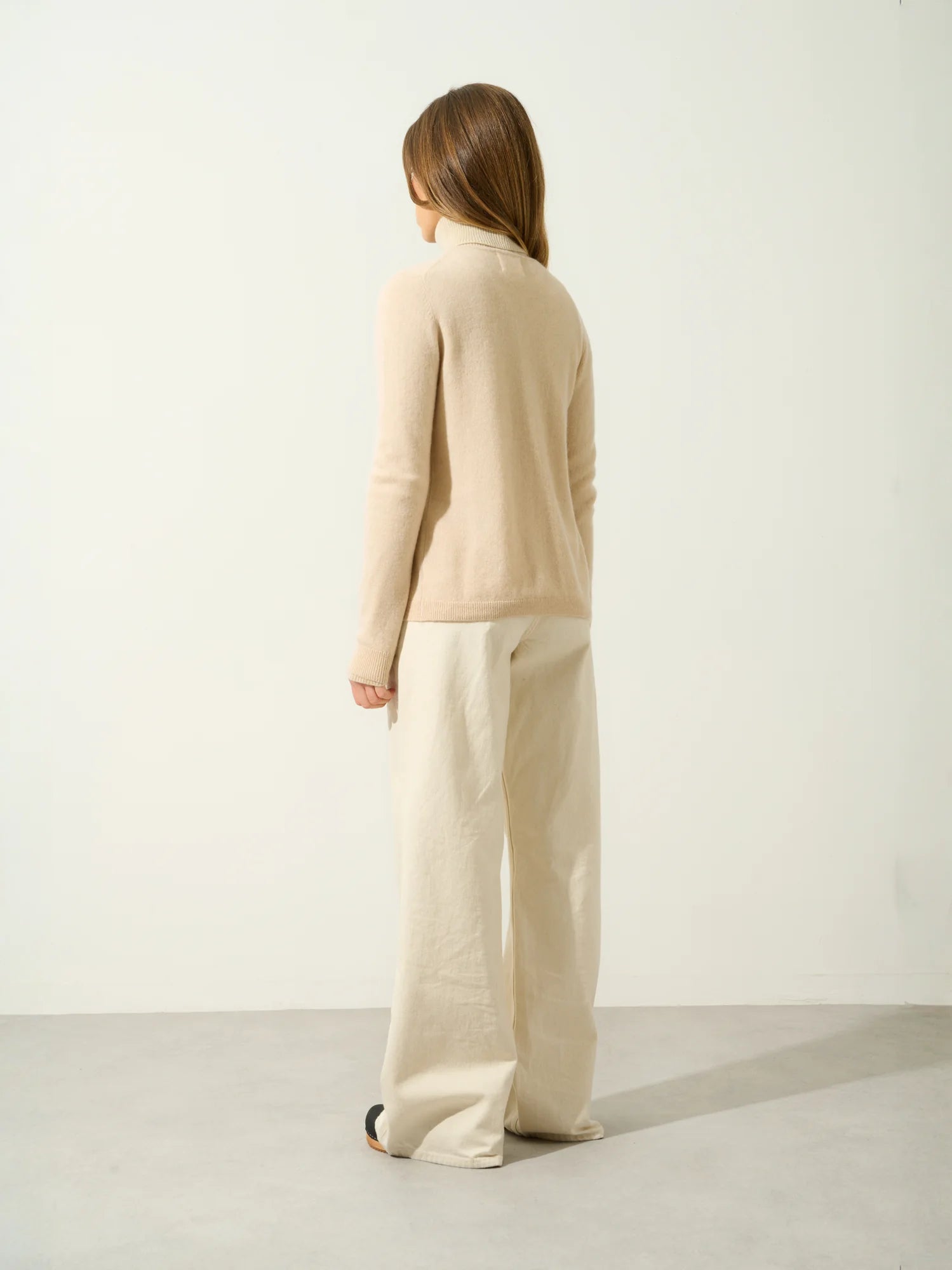 CARON cardigan col rond sable