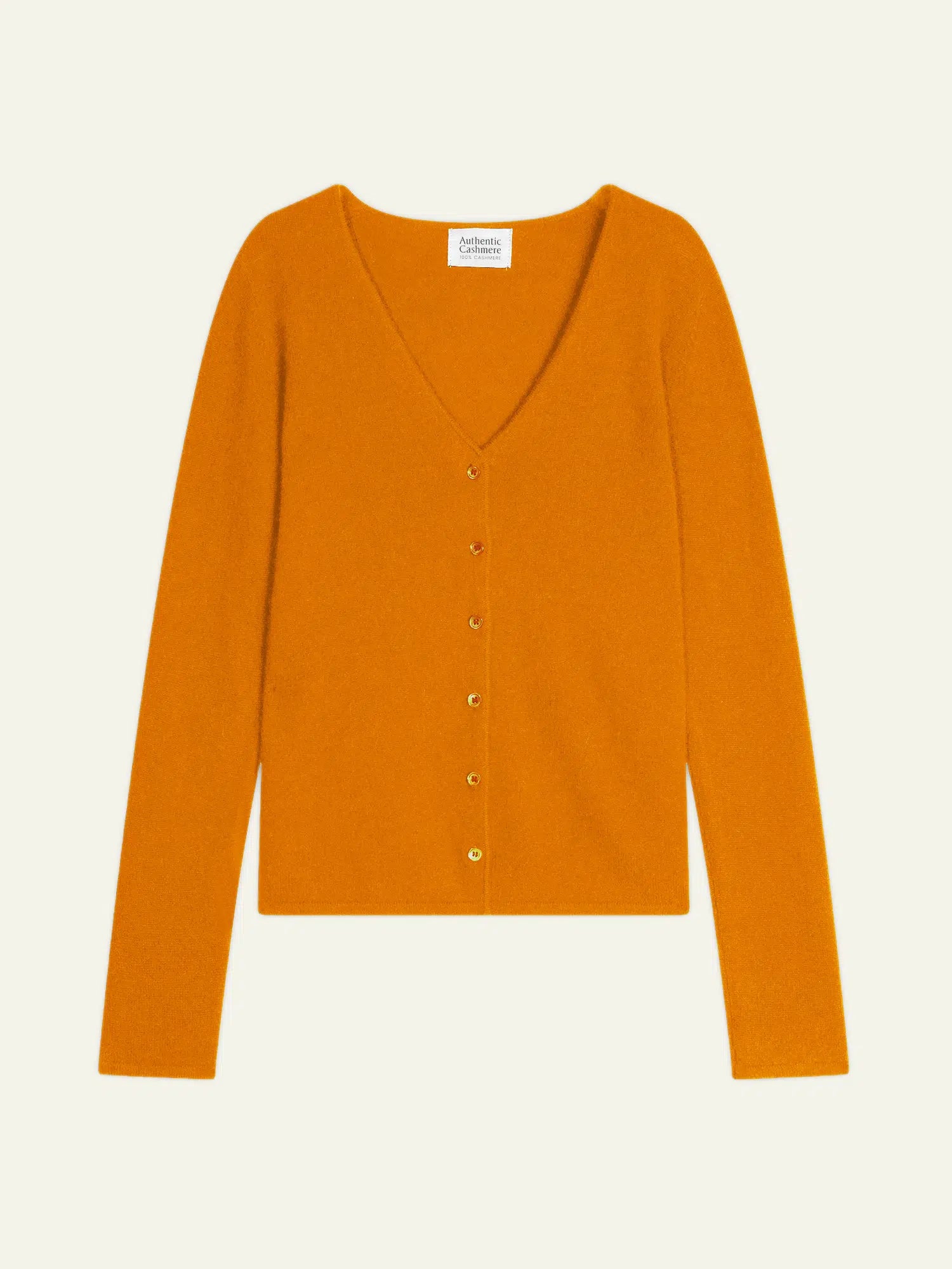 CHALAIS Strickjacke V-Ausschnitt Ocker