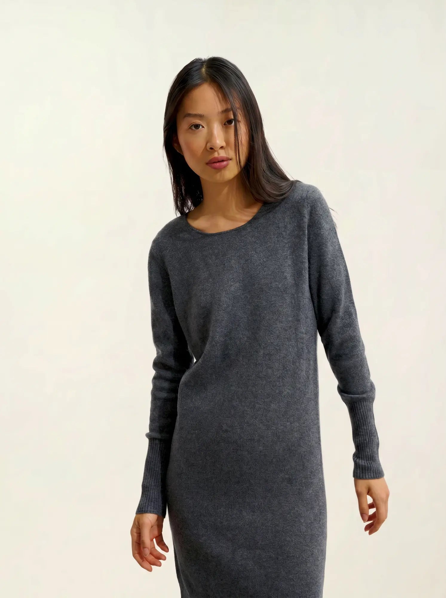 ARMET kleid rundhalsausschnitt anthrazit meliert