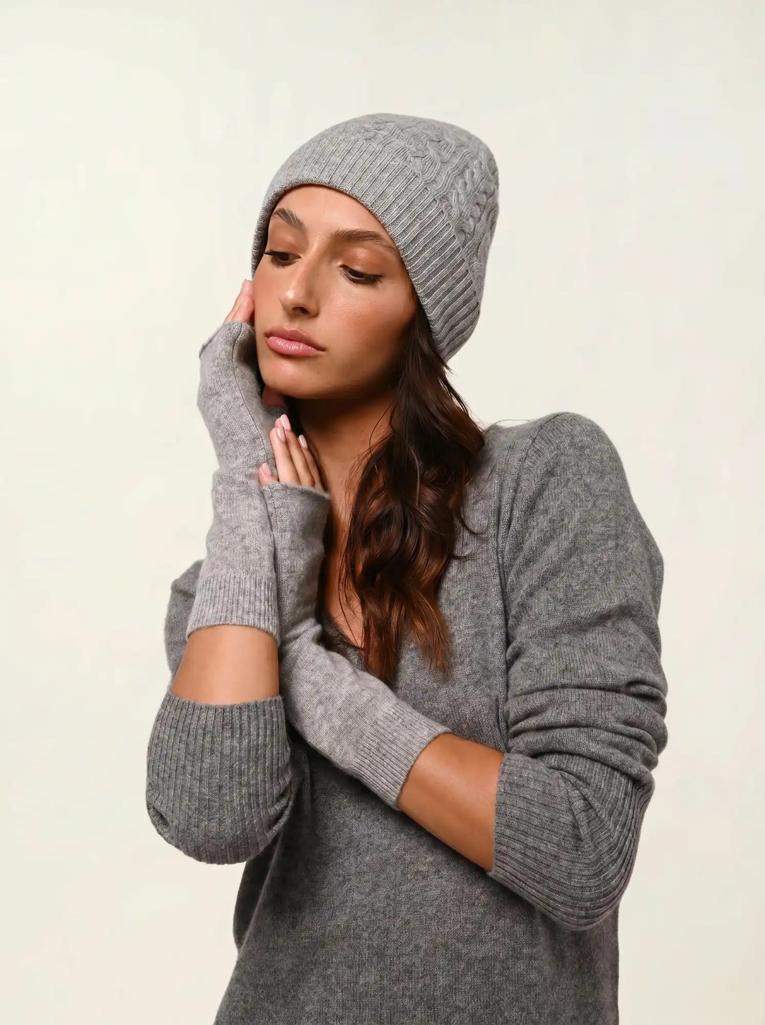 CAPELET robe col V flanelle chiné