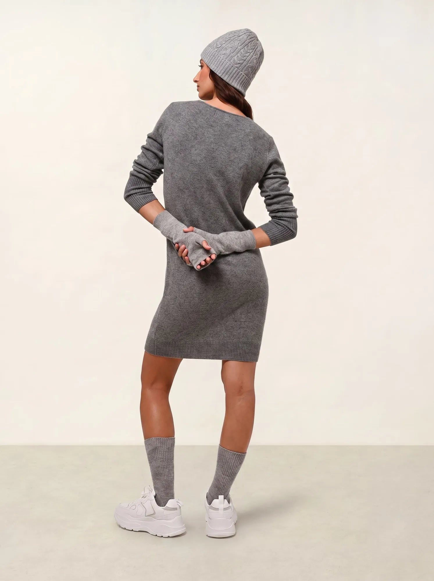 CAPELET robe col V flanelle chiné