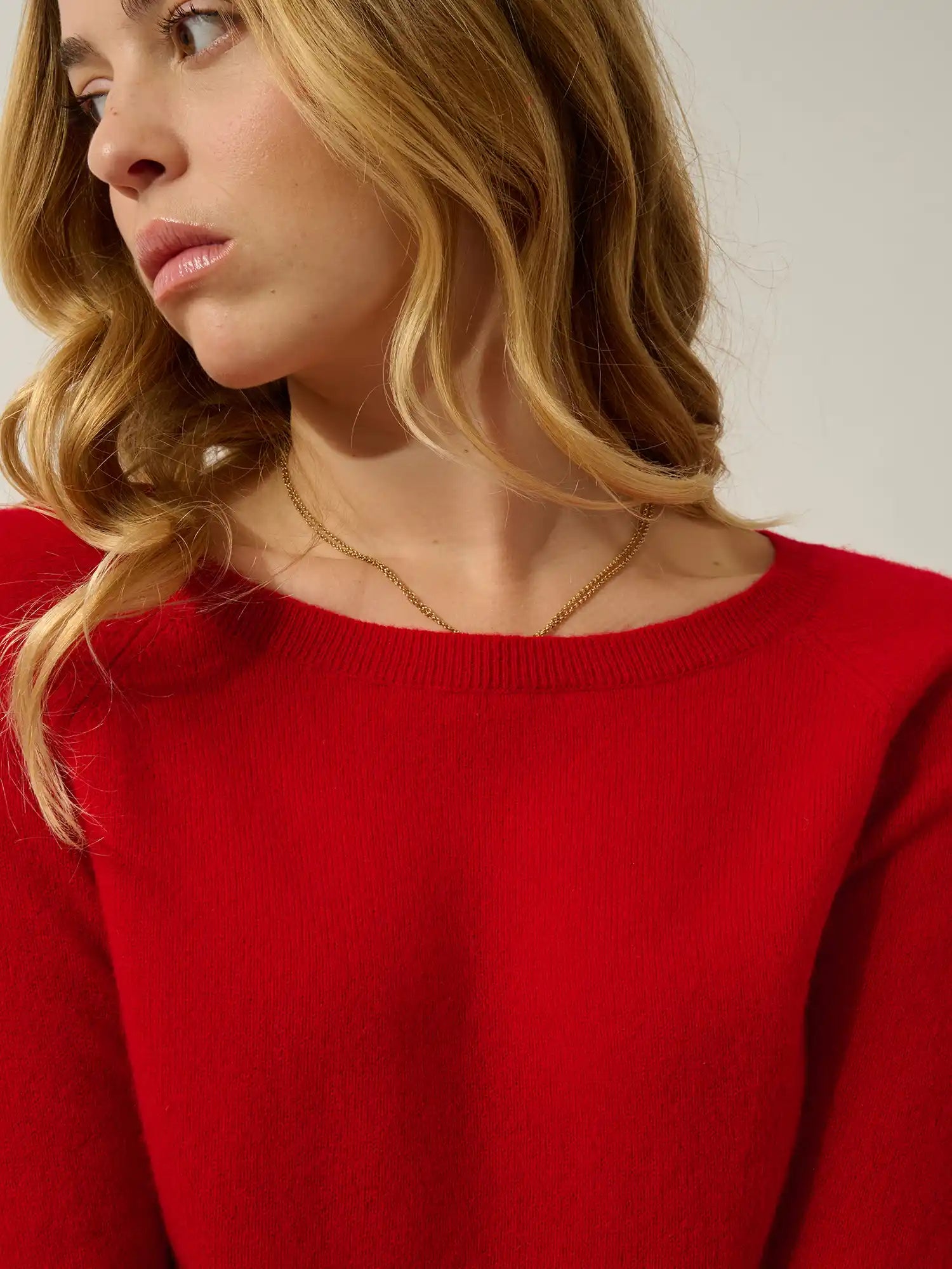 DIBONA Sweater Boat Neck Drop Back Red