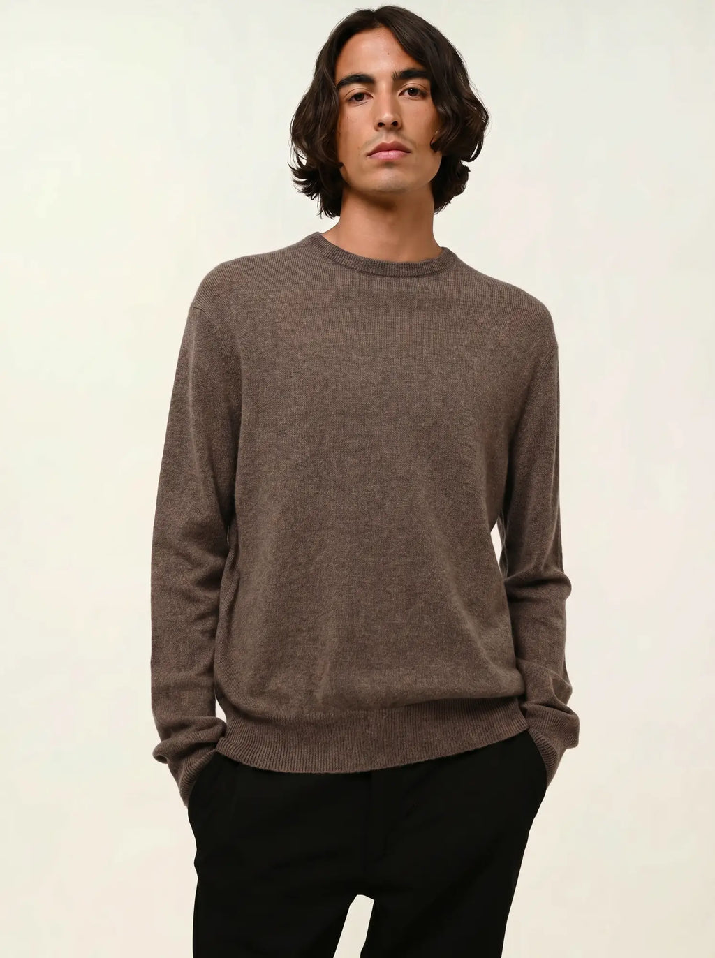 AIGLIÈRE pull col rond taupe chiné