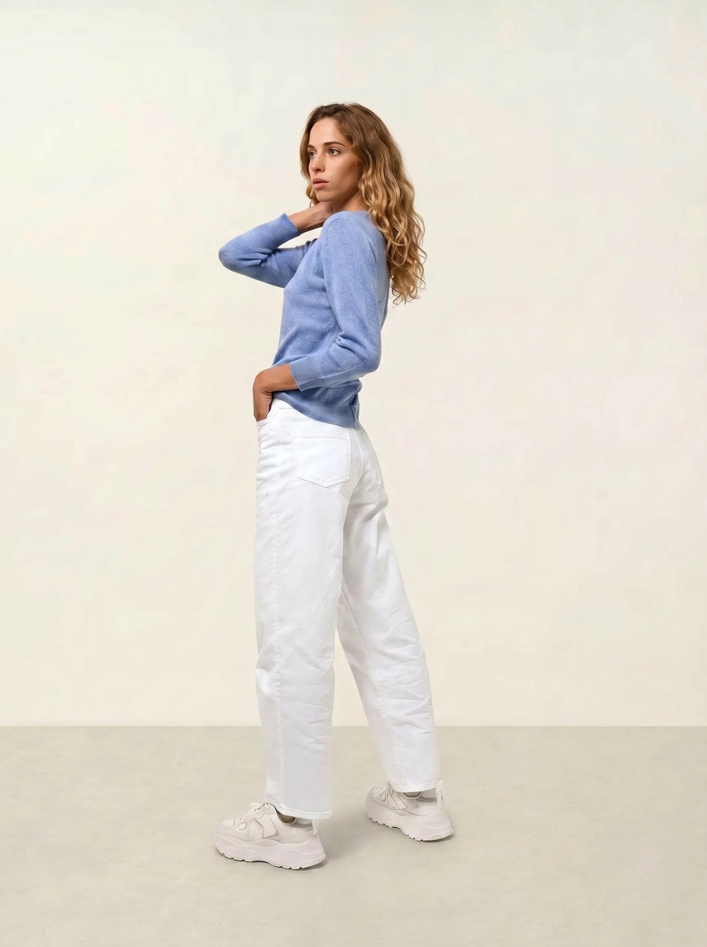 ESTARIS pull col rond boutonné dos ciel