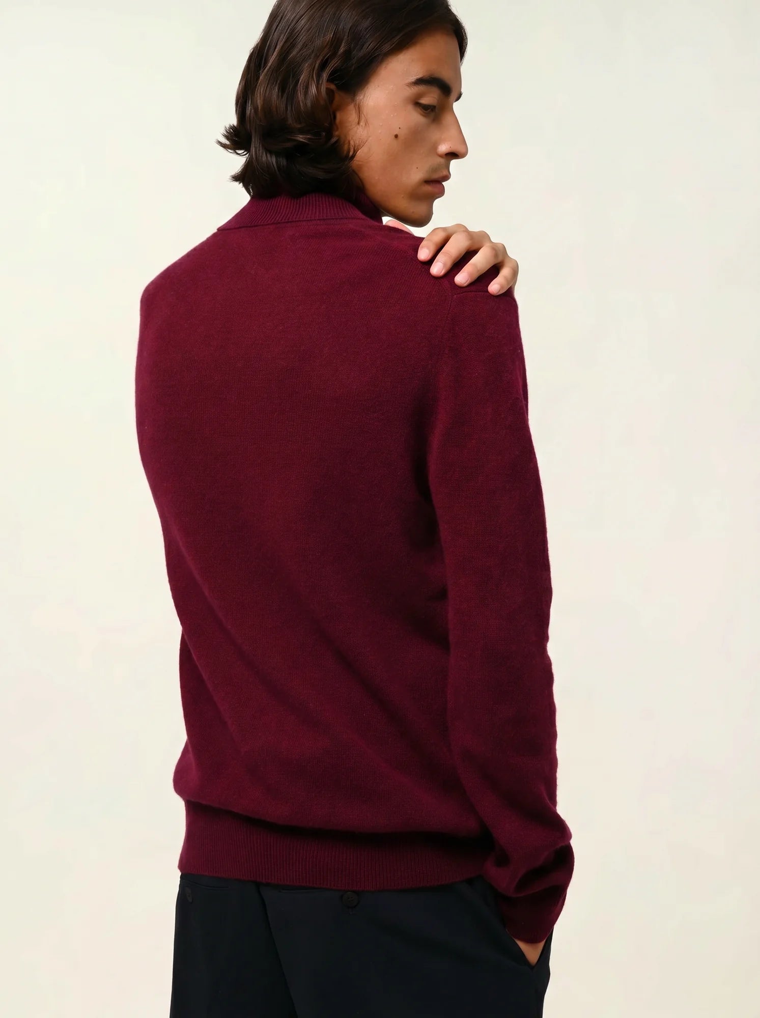 BANGE pull col roulé bordeaux