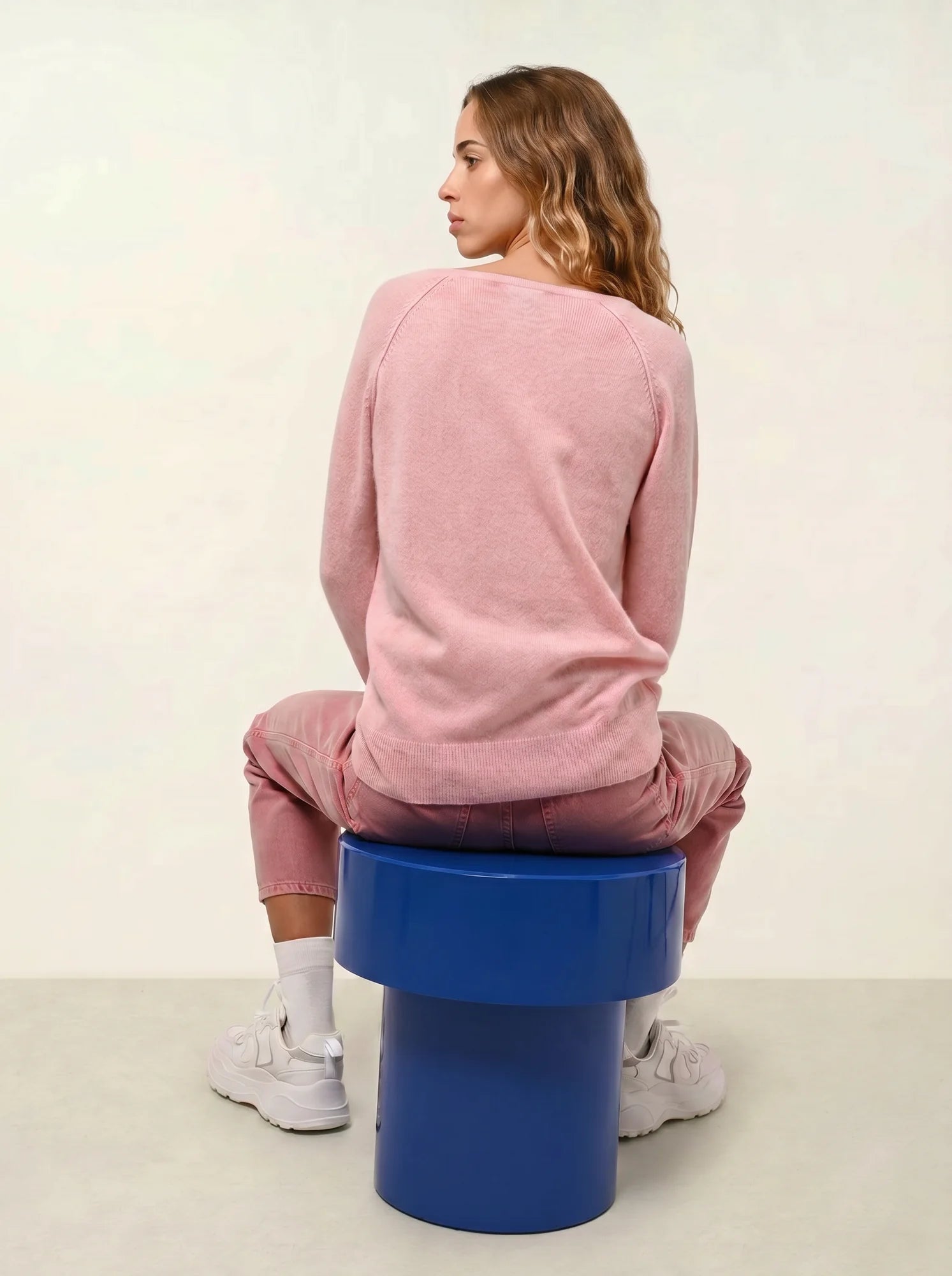 GIUSALET Pullover V-Ausschnitt Ballettrosa