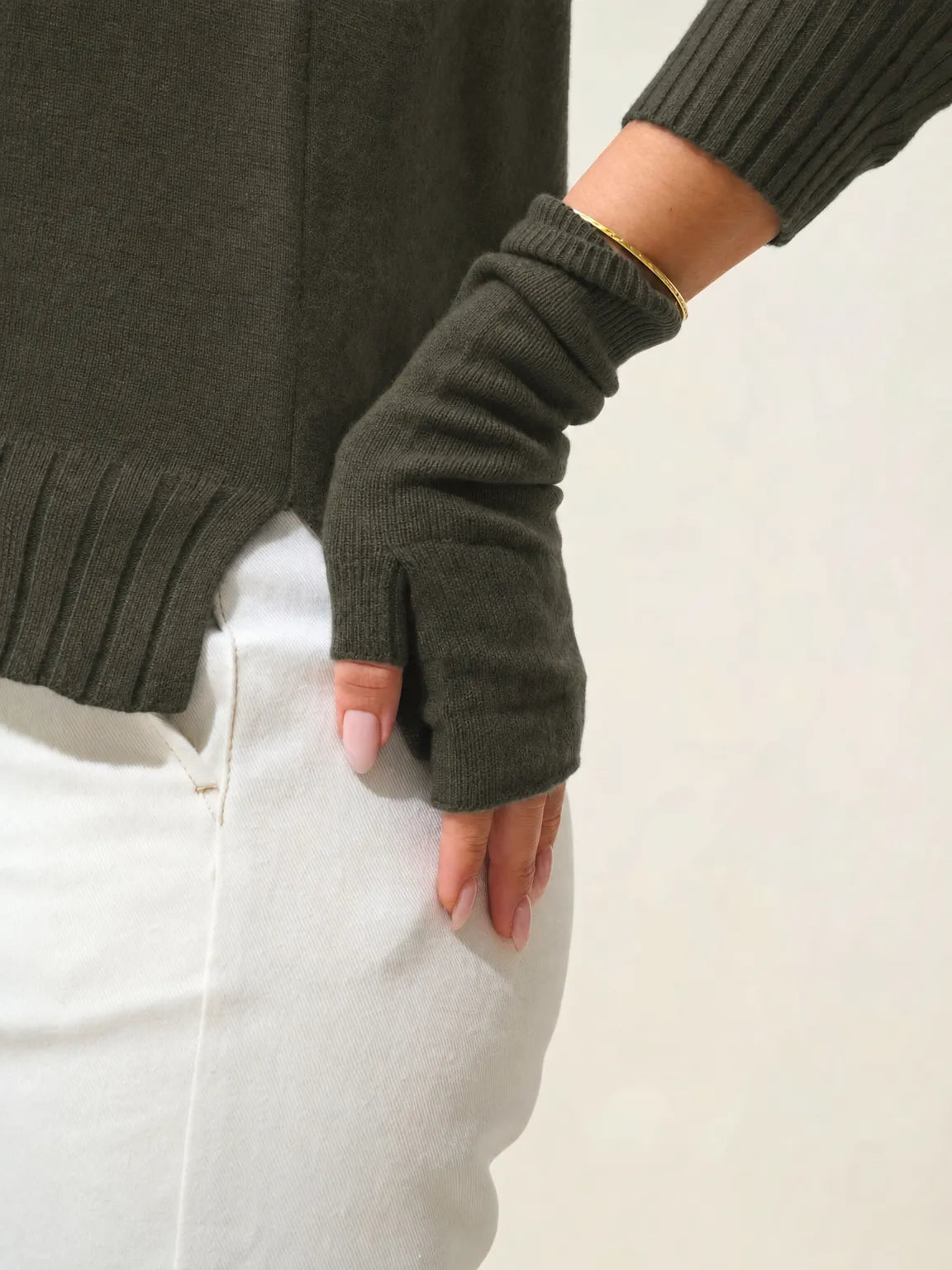SERRE fingerless gloves khaki