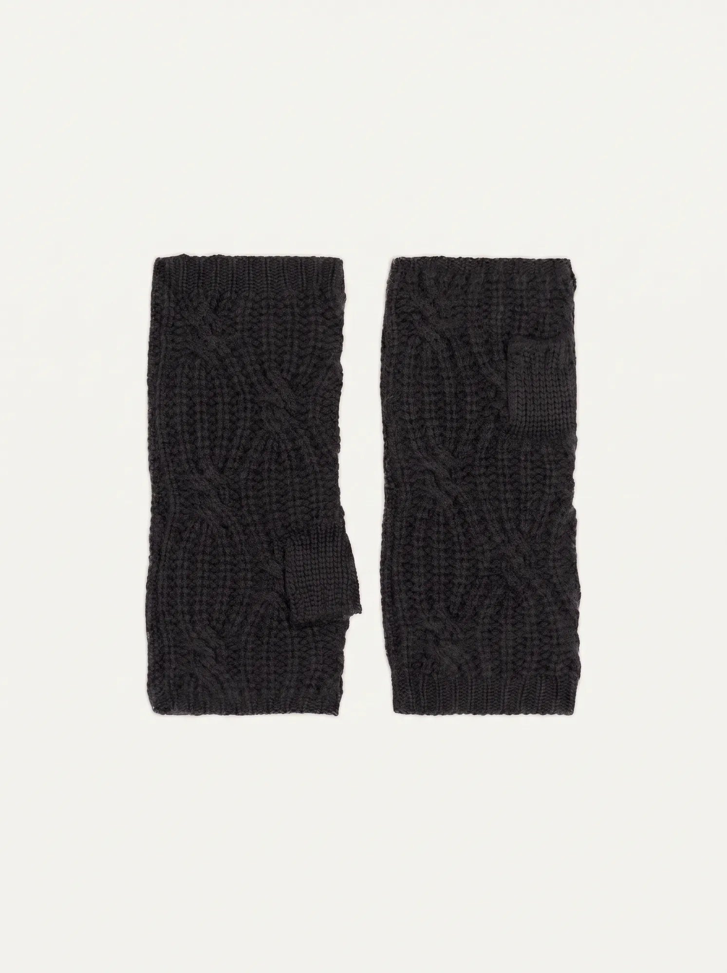 Fingerlose Kaschmir handschuhe 6-fädig schwarz