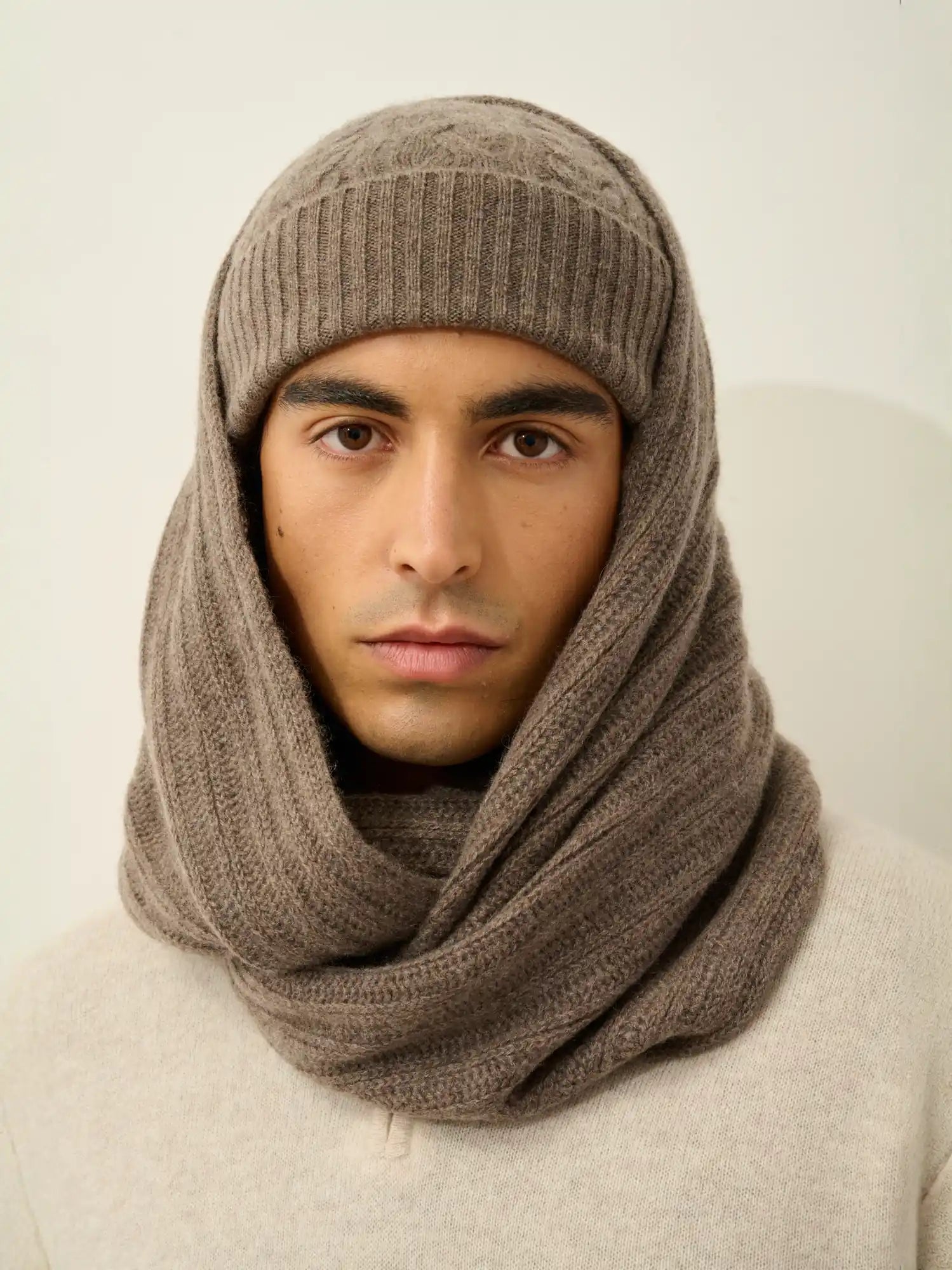 TOMMY tour de cou 4 fils taupe chiné