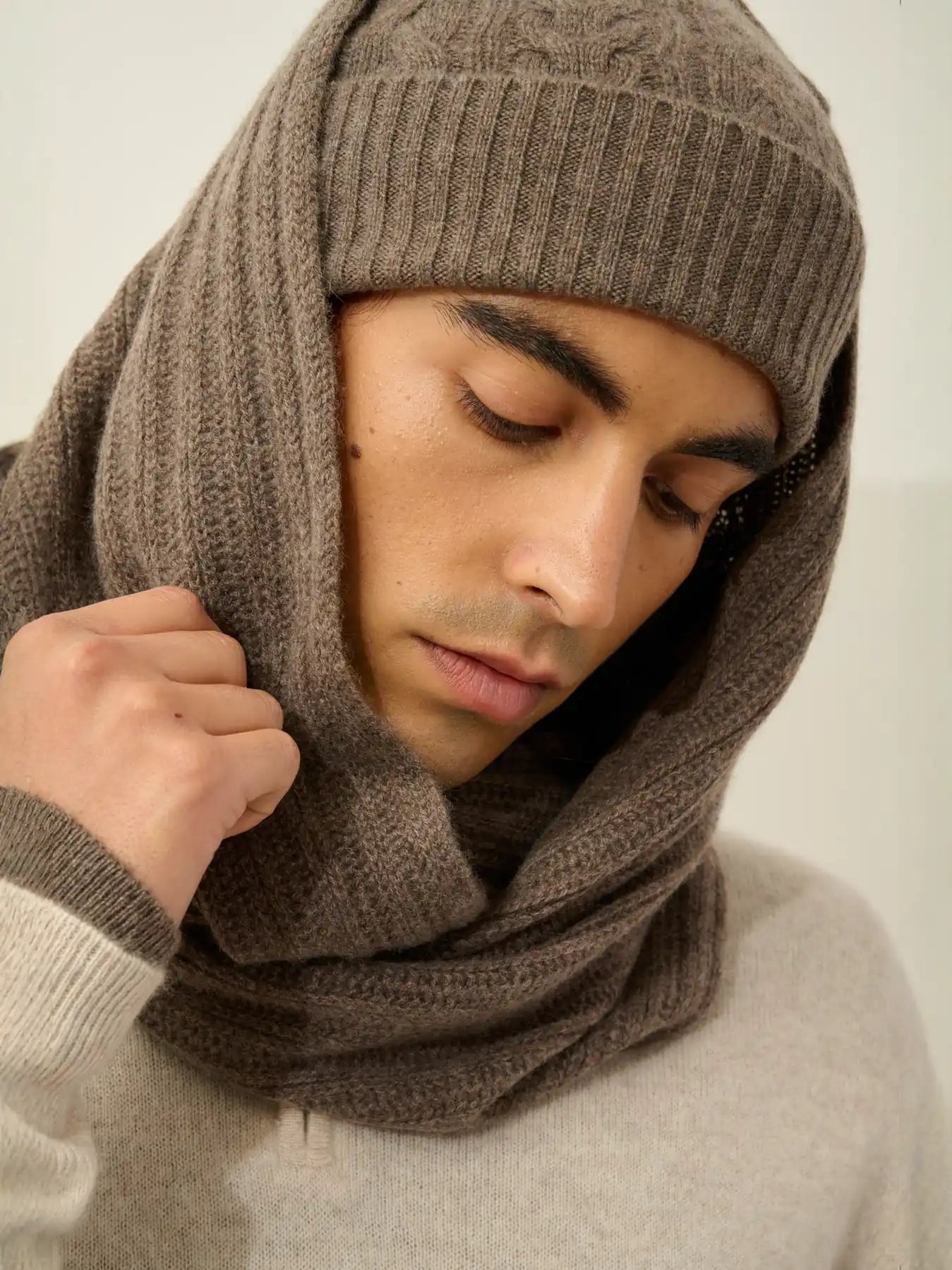 TOMMY tour de cou 4 fils taupe chiné