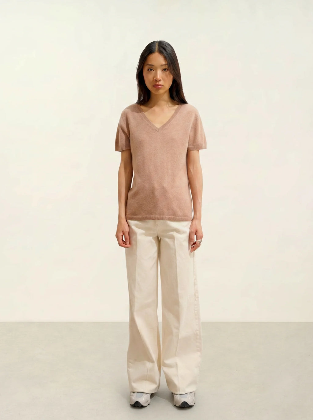 KALI t-shirt v-ausschnitt camel meliert