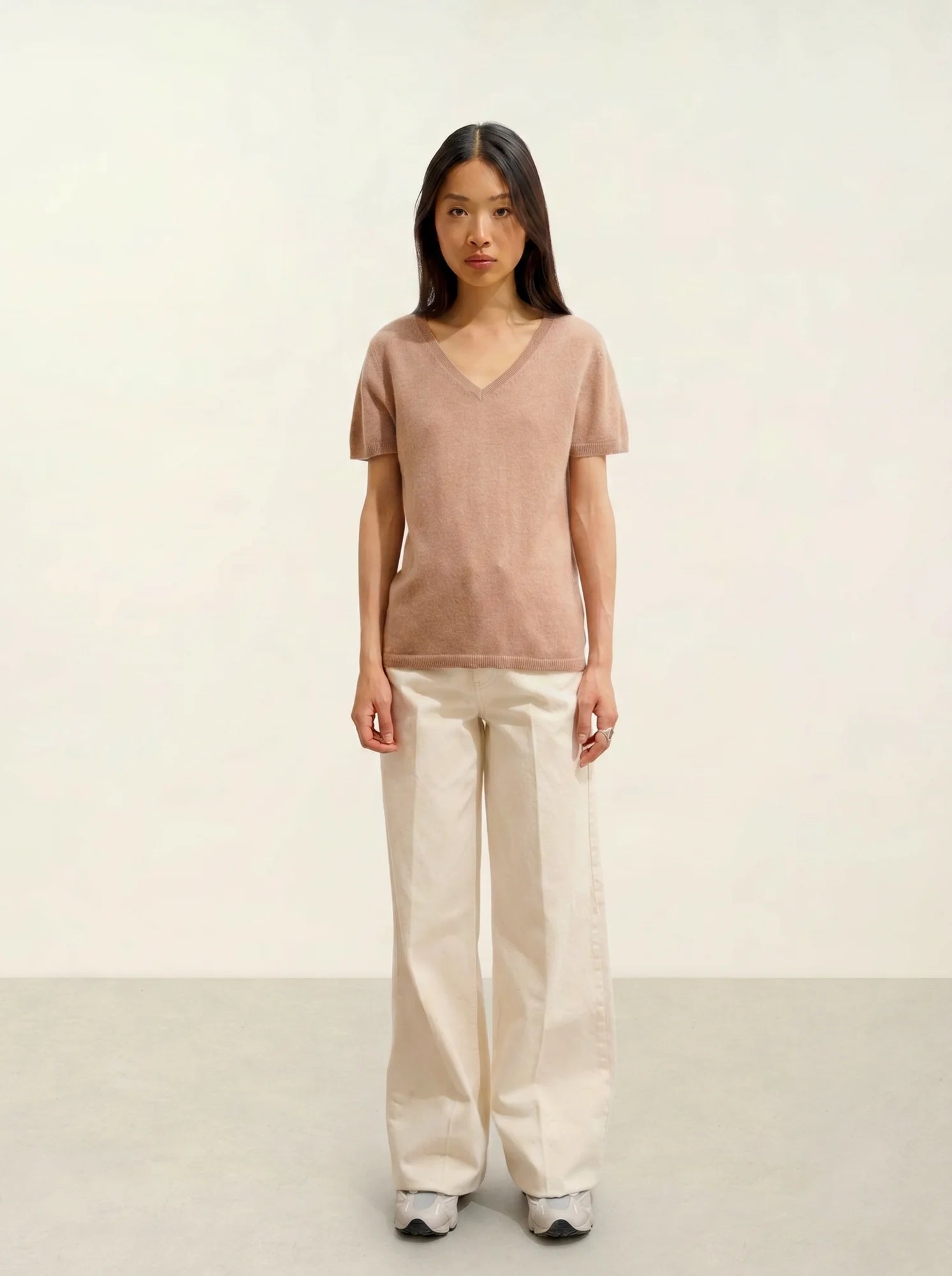 KALI t-shirt v-neck heather camel