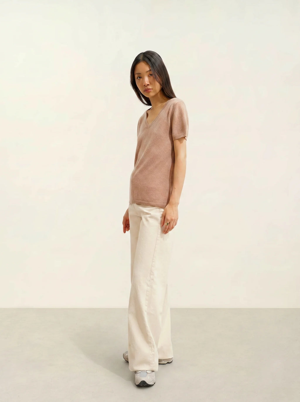 KALI t-shirt v-ausschnitt camel meliert