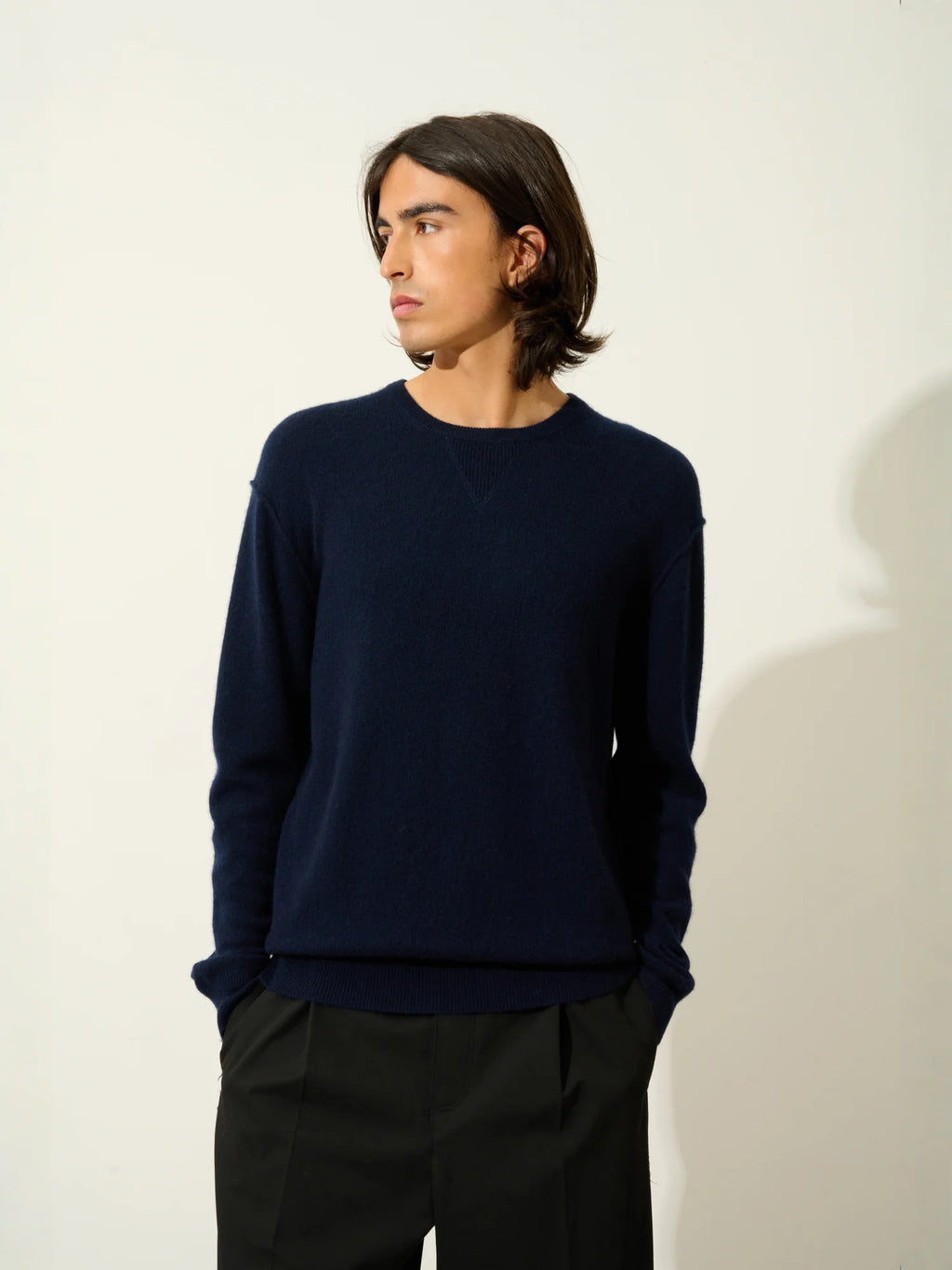 NOLAN pull col rond bleu marine