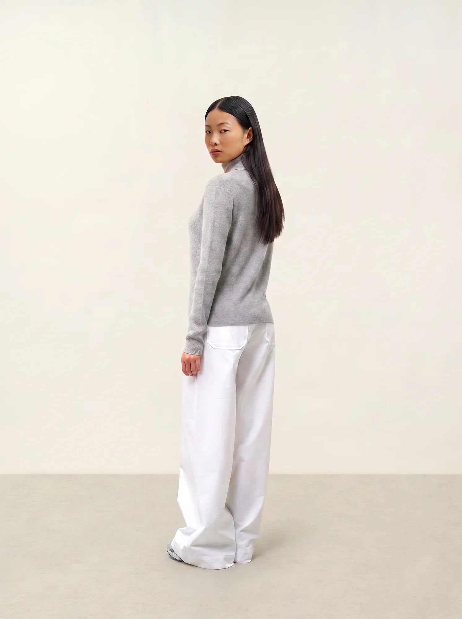 SUZIE pull col roulé nuage chiné