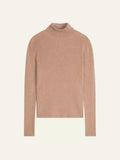 SUZIE Pull Col Roulé Camel Chiné