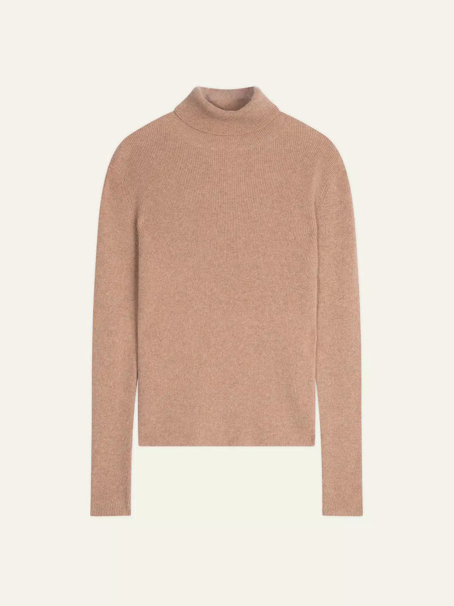 SUZIE pull col roulé camel chiné