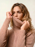 SUZIE pull col roulé camel chiné
