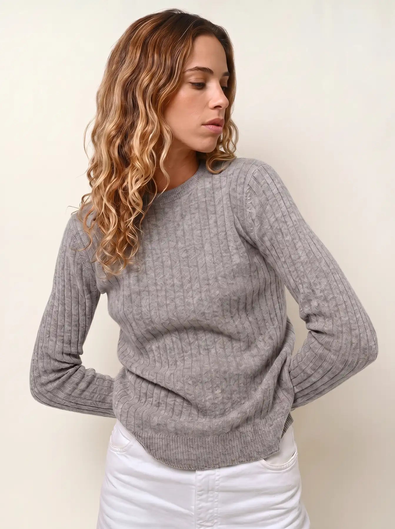 BELLA pull col rond nuage chiné