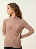 BELLA Pullover Rundhalsausschnitt Camel meliert