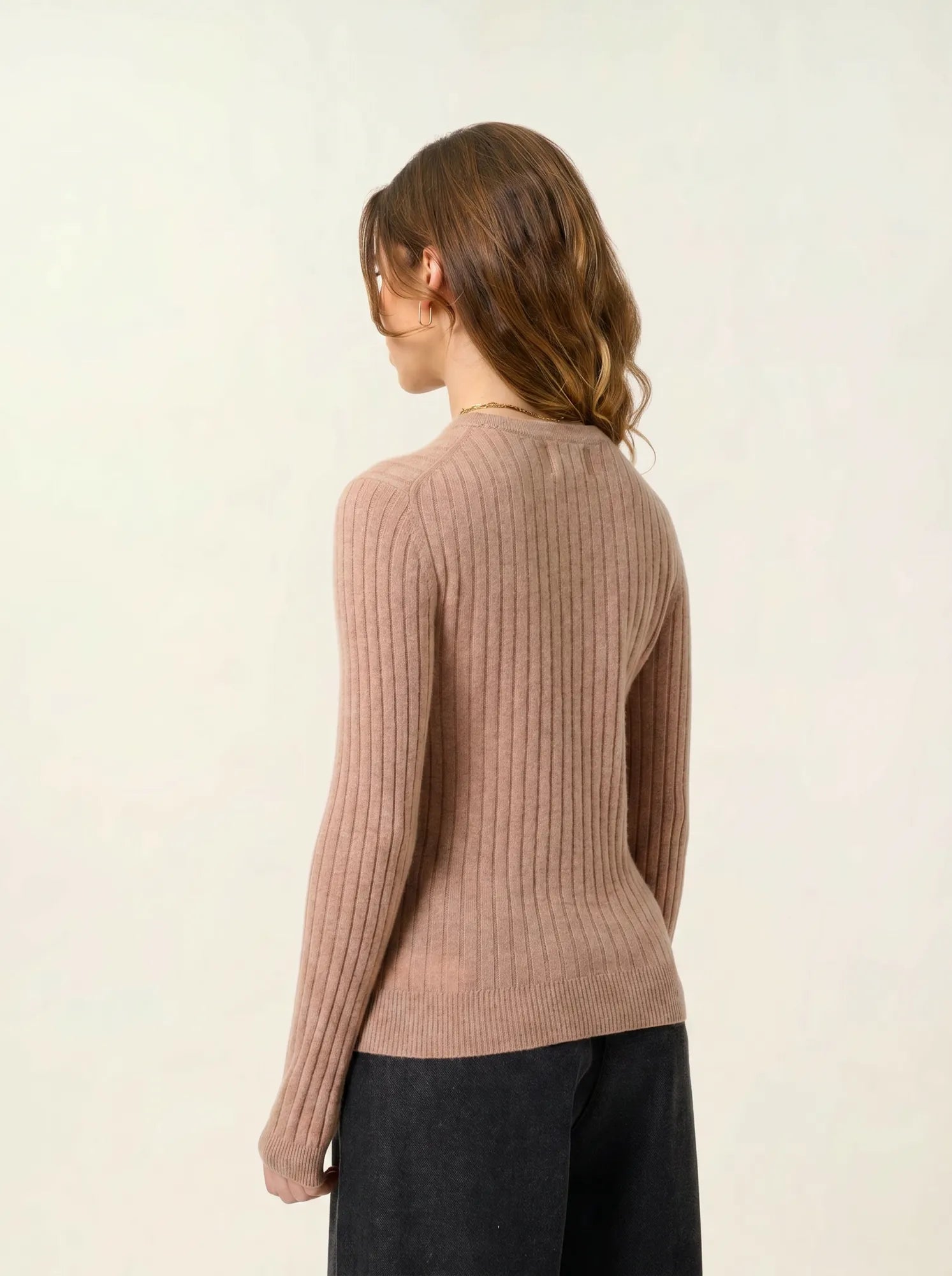 BELLA Pullover Rundhalsausschnitt Camel meliert