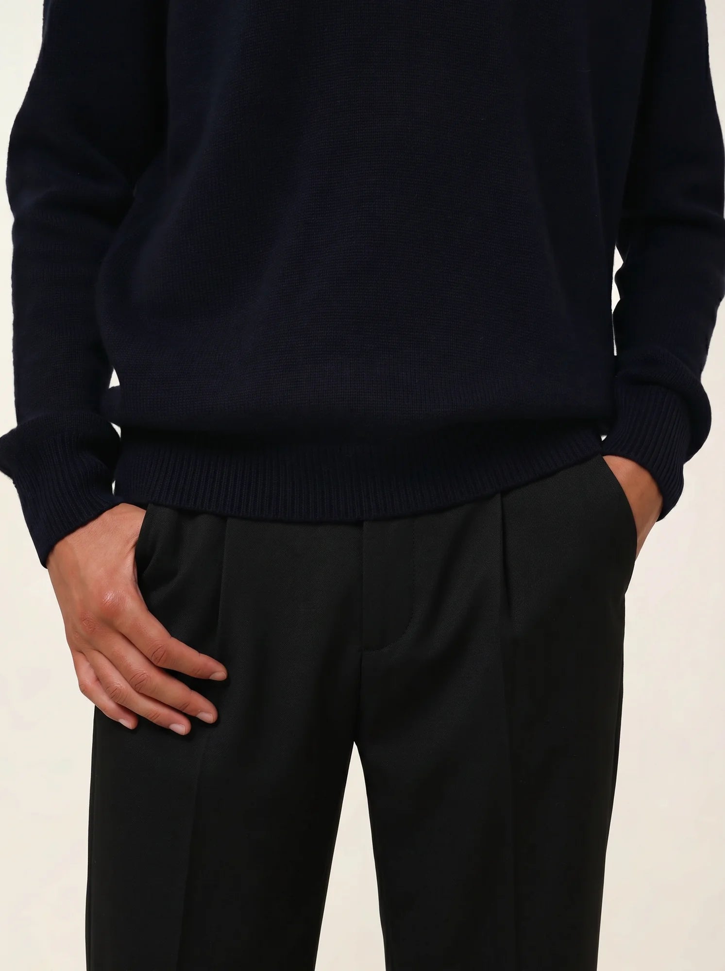 VICTOR pull col V 4 fils bleu marine