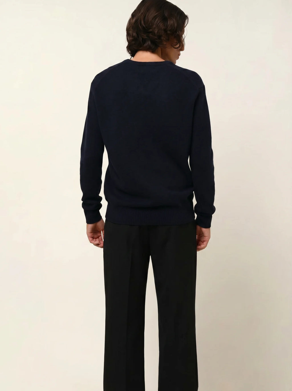 VICTOR pull col V 4 fils bleu marine