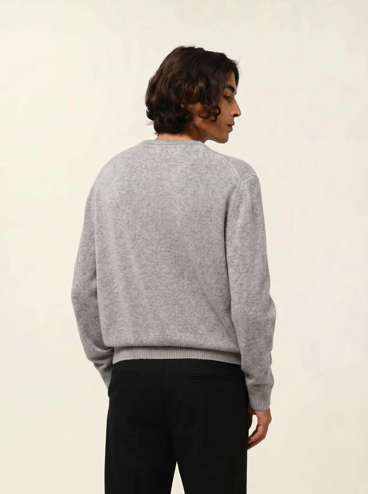 VICTO pull col rond 4 fils nuage chiné