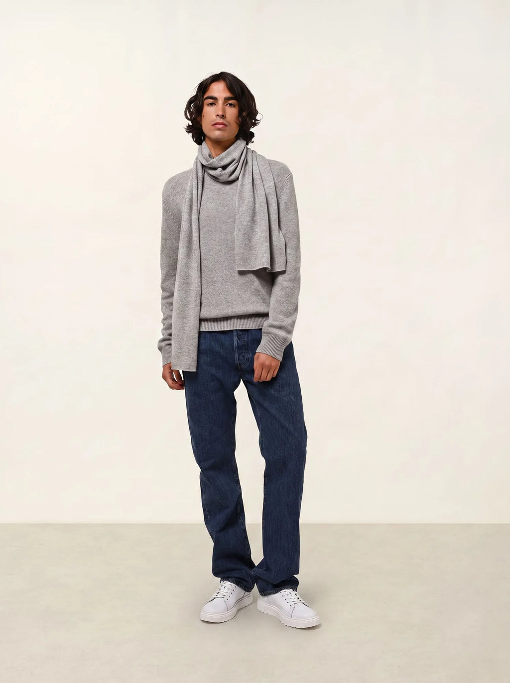 VICTO pull col rond 4 fils nuage chiné