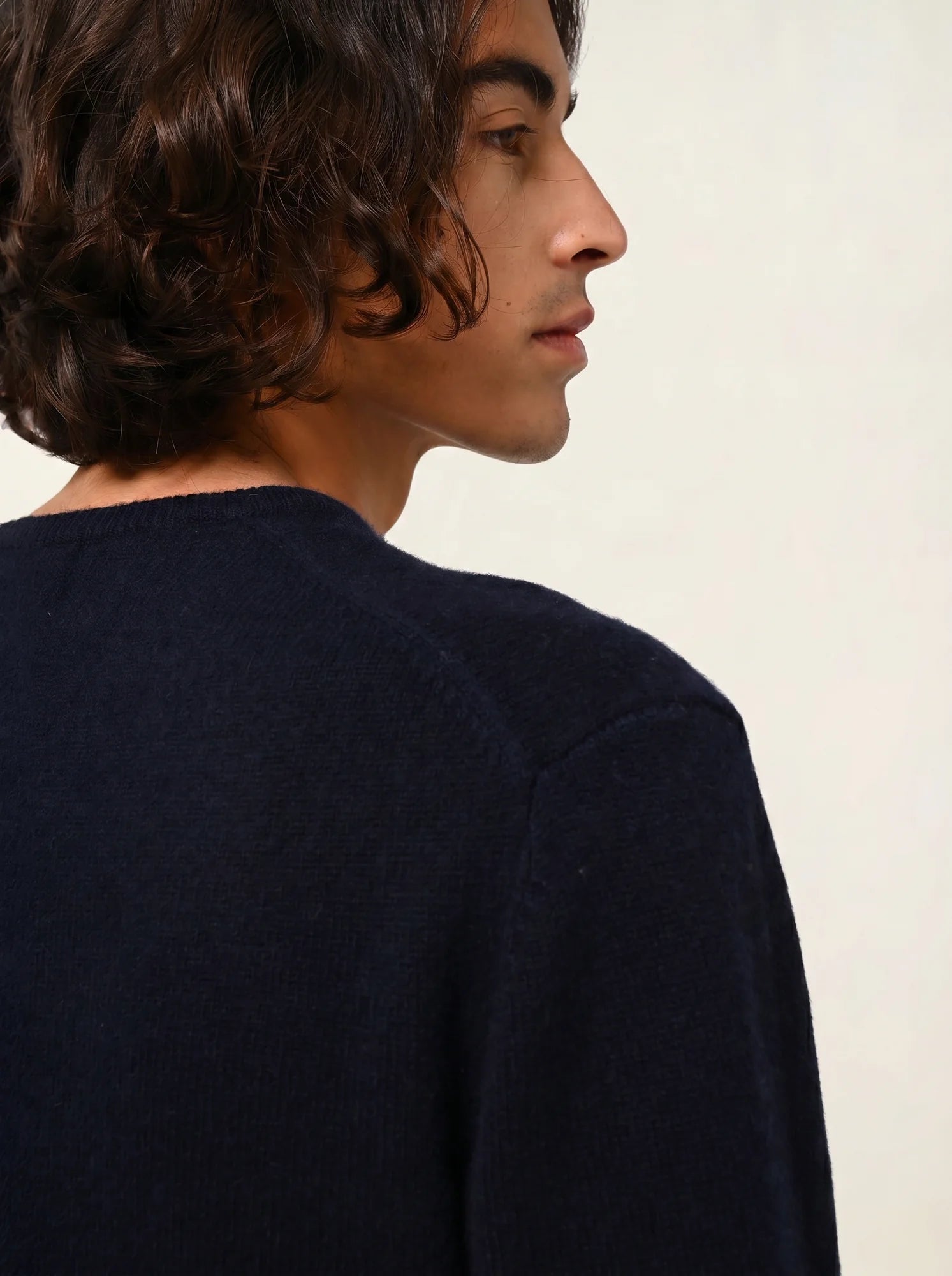 VICTO pull col rond 4 fils bleu marine