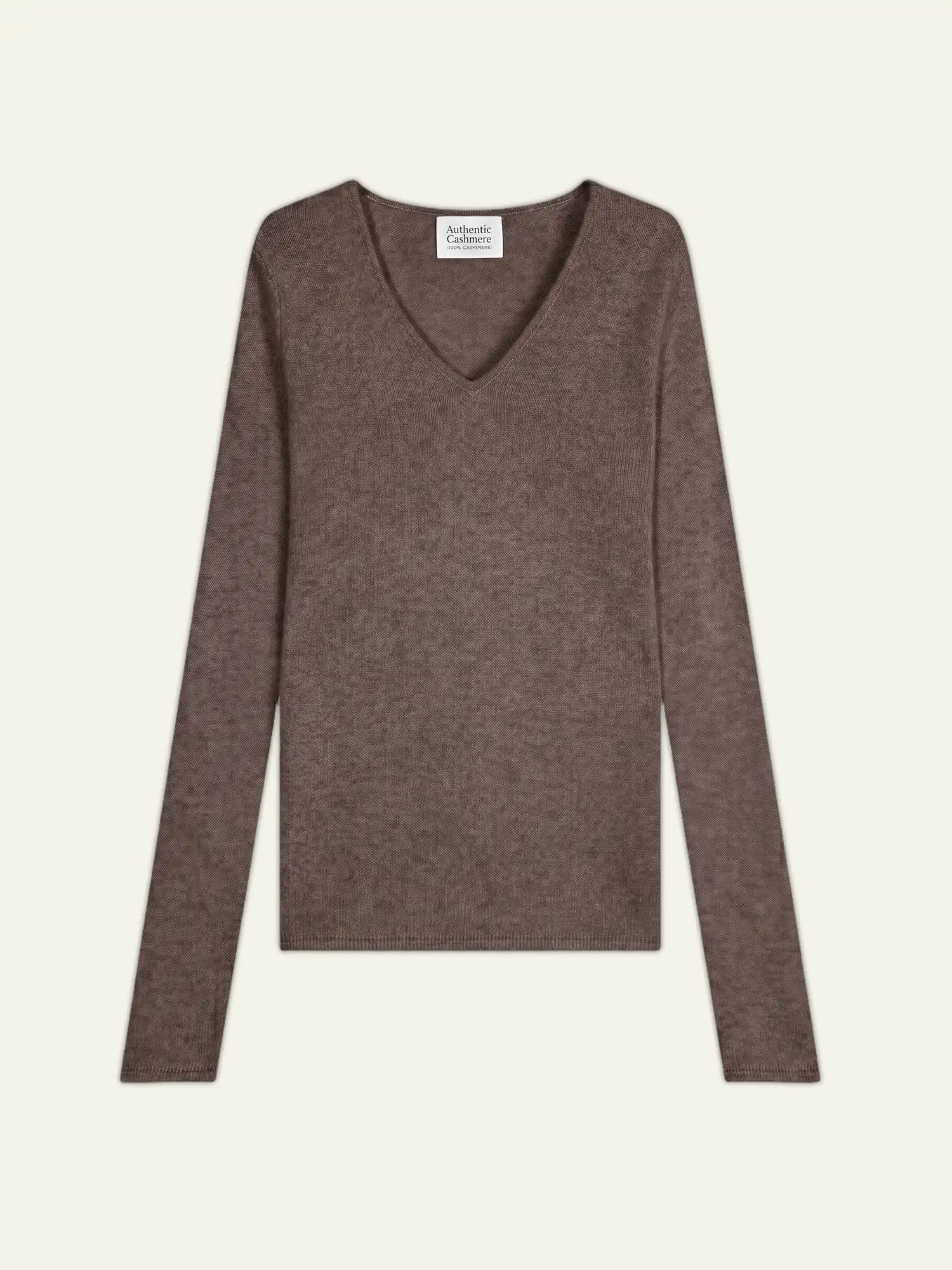 CHELSEA pull col V 4 fils taupe chiné