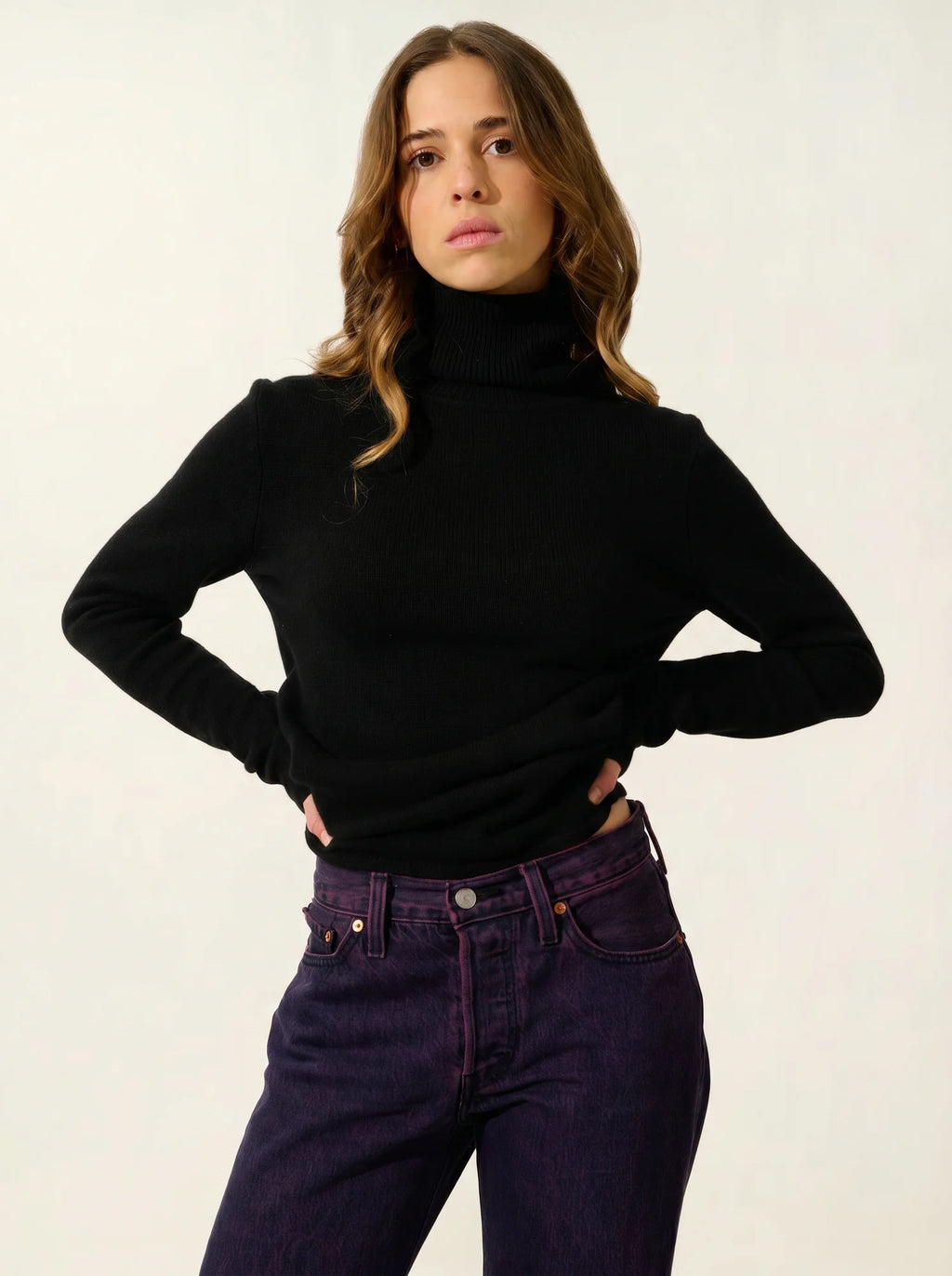 TED pull col roulé 4 fils noir