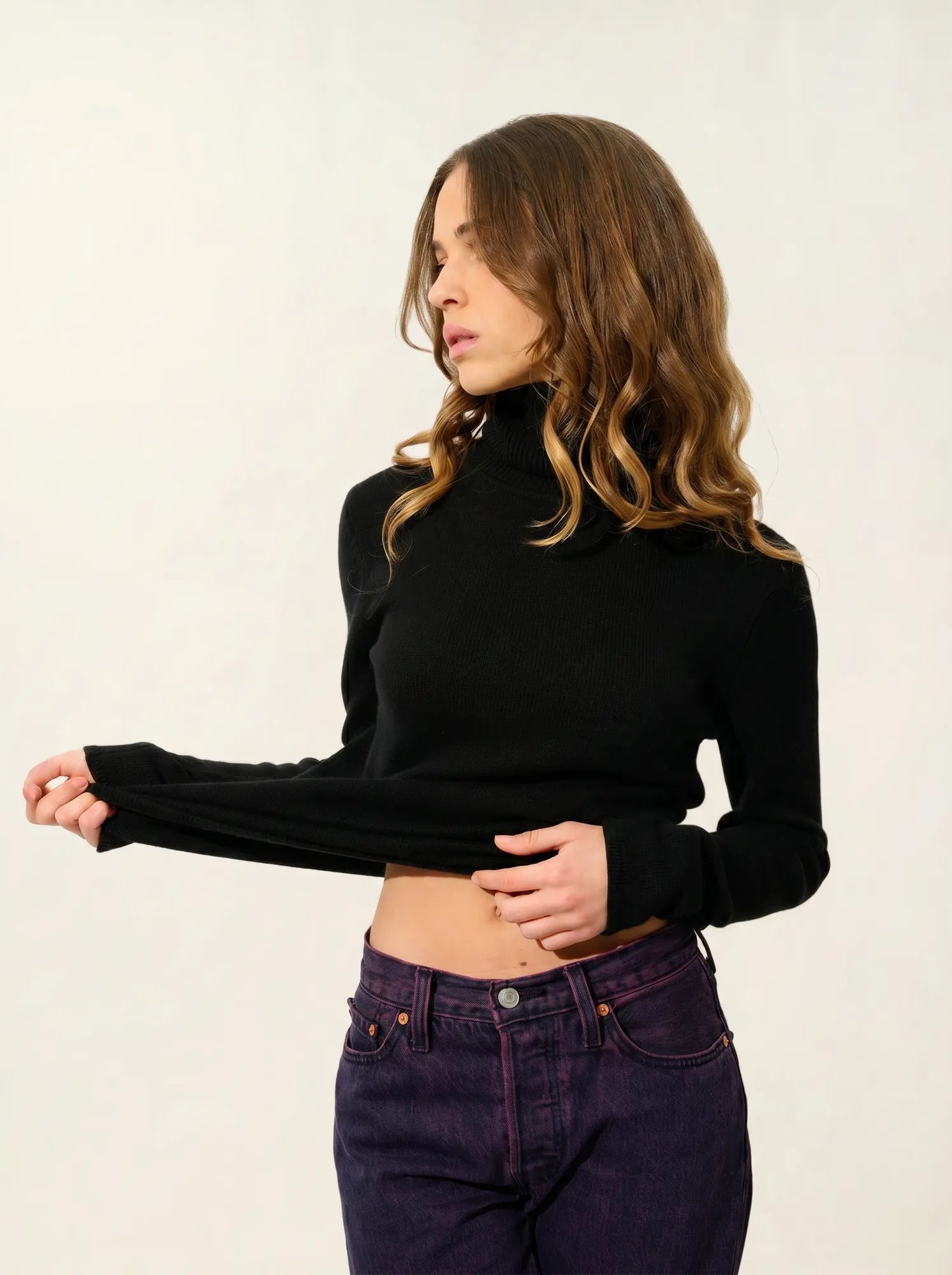 TED pull col roulé 4 fils noir