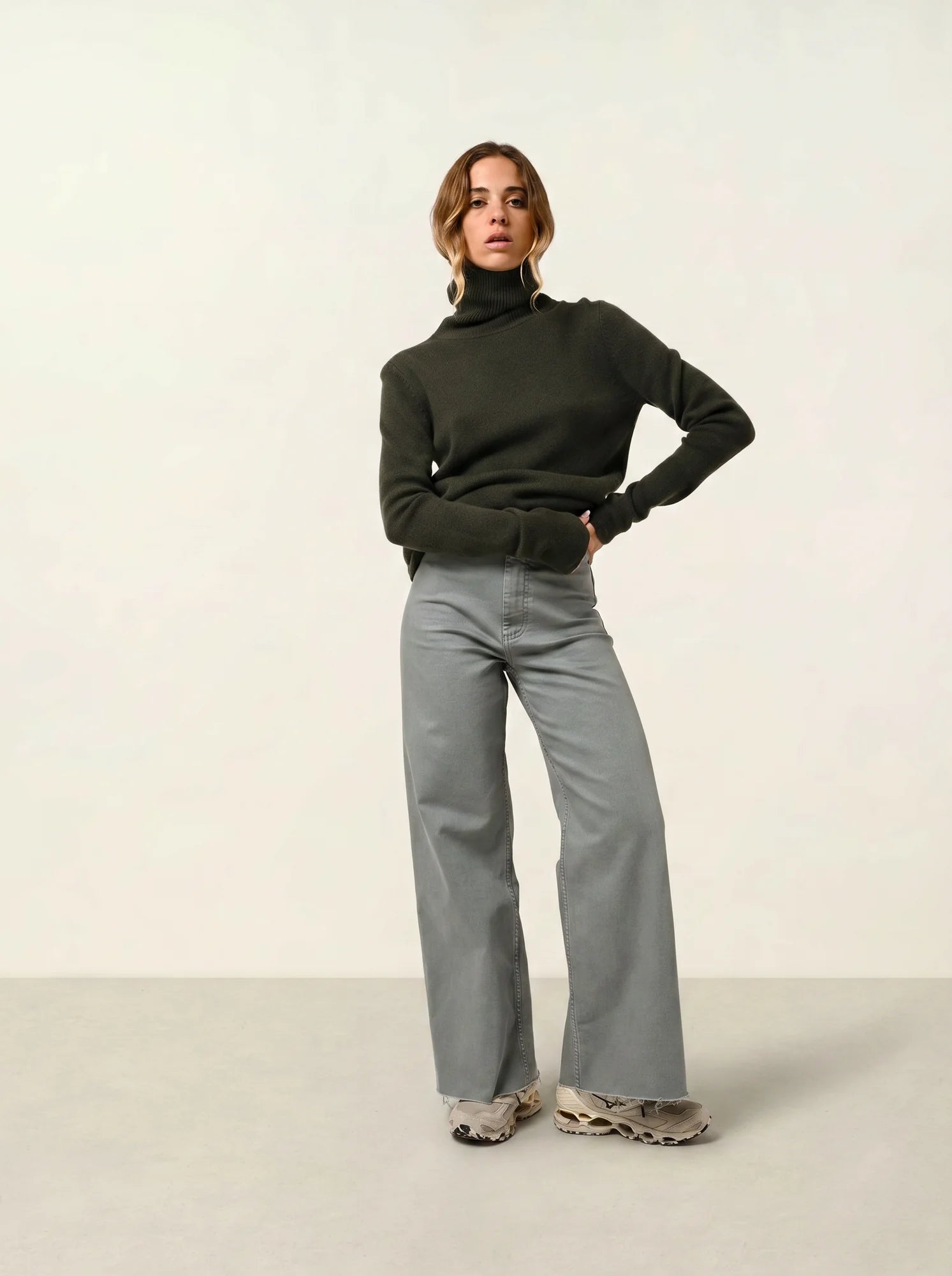 TED pull col roulé 4 fils kaki