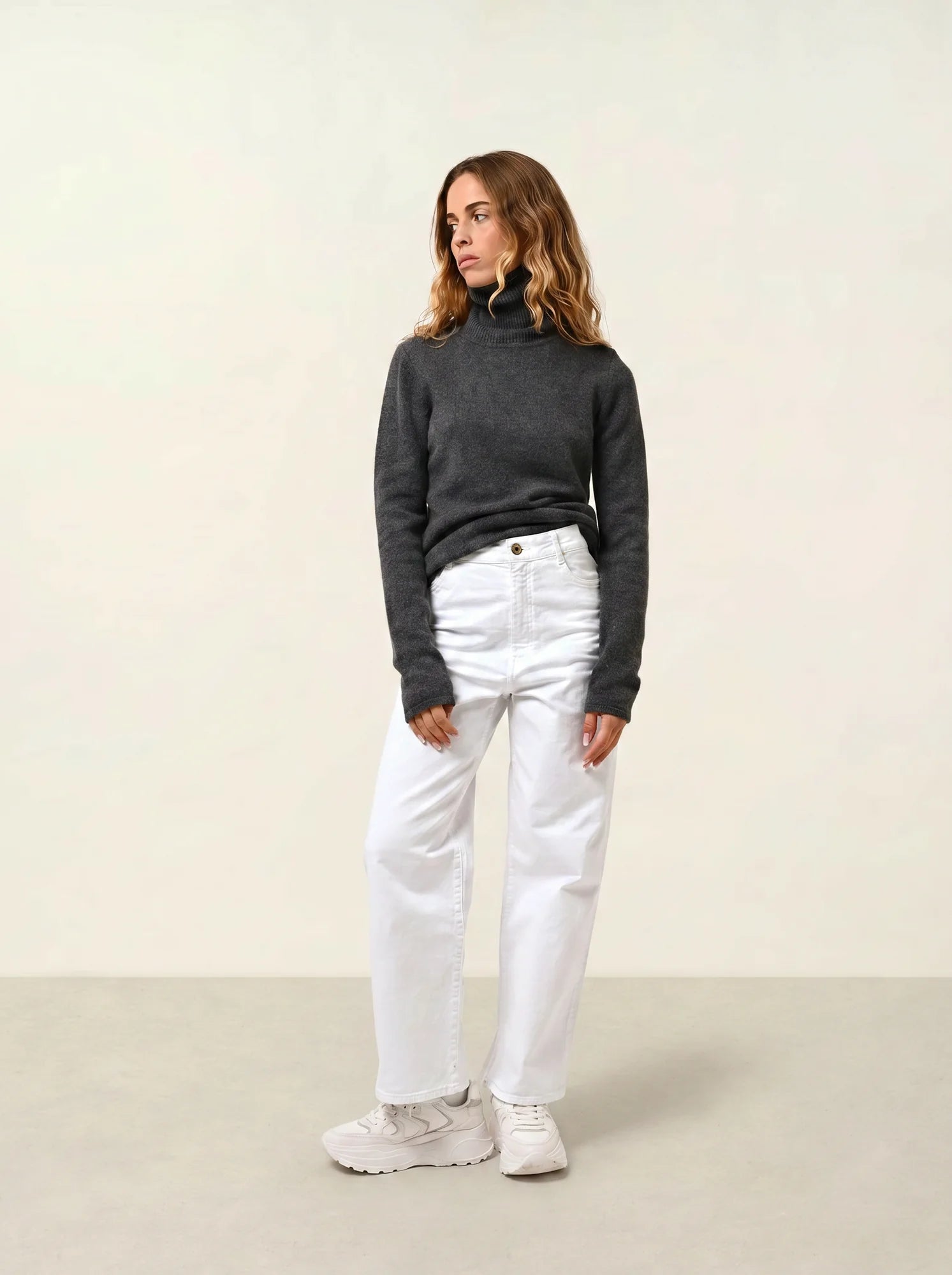 TED pull col roulé 4 fils anthracite chiné