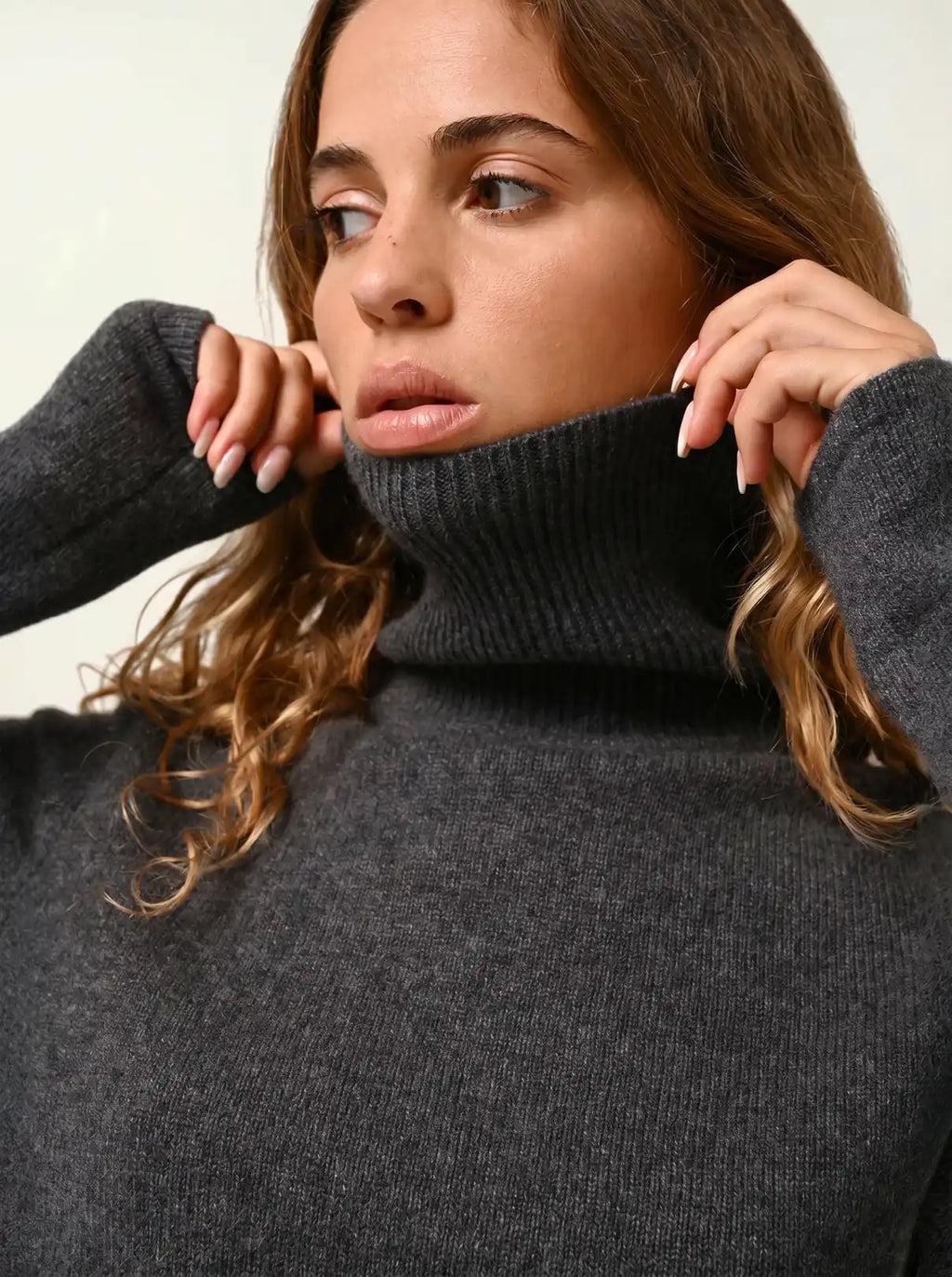 TED pull col roulé 4 fils anthracite chiné