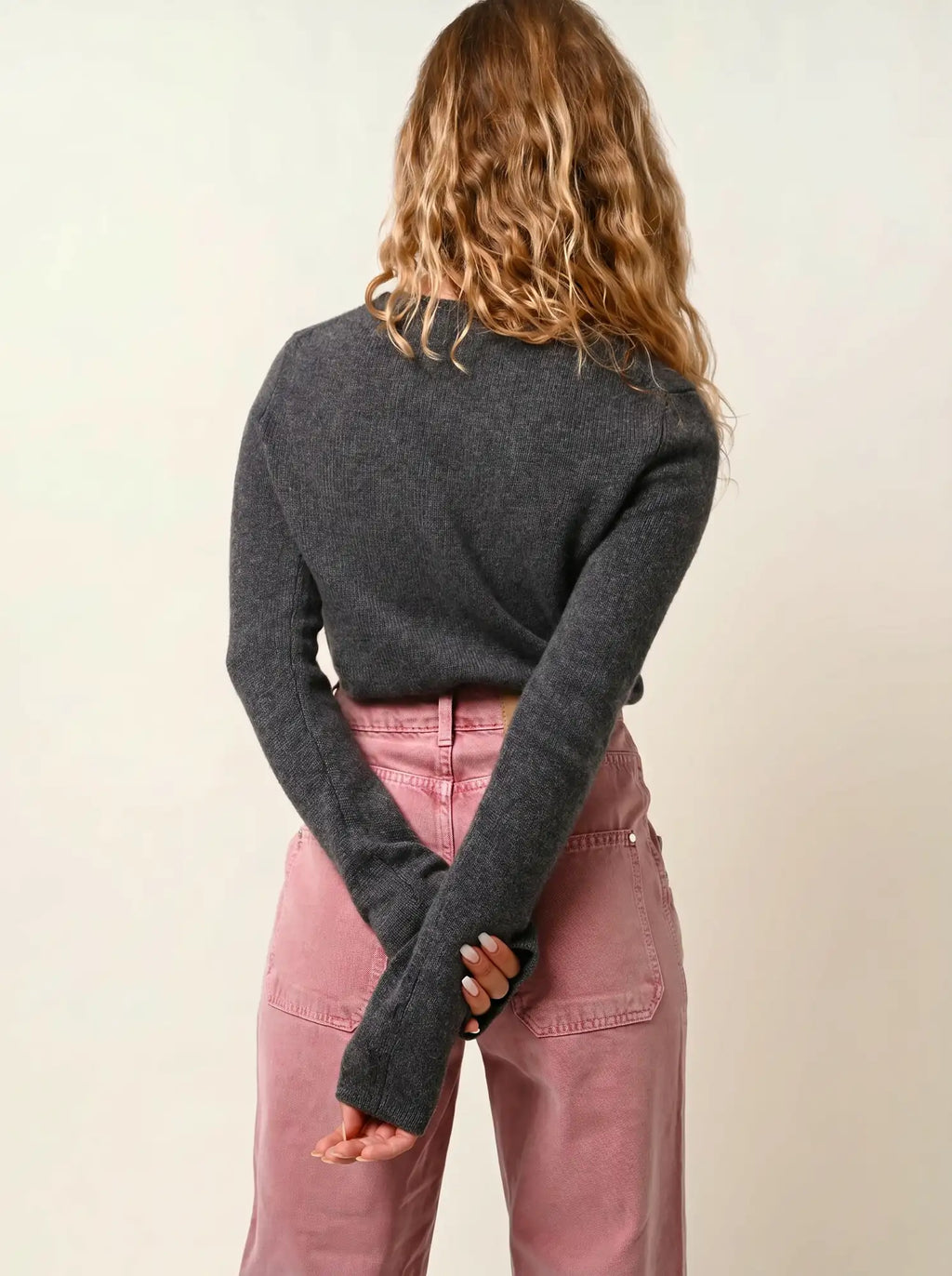 IVY pull col rond 4 fils anthracite chiné