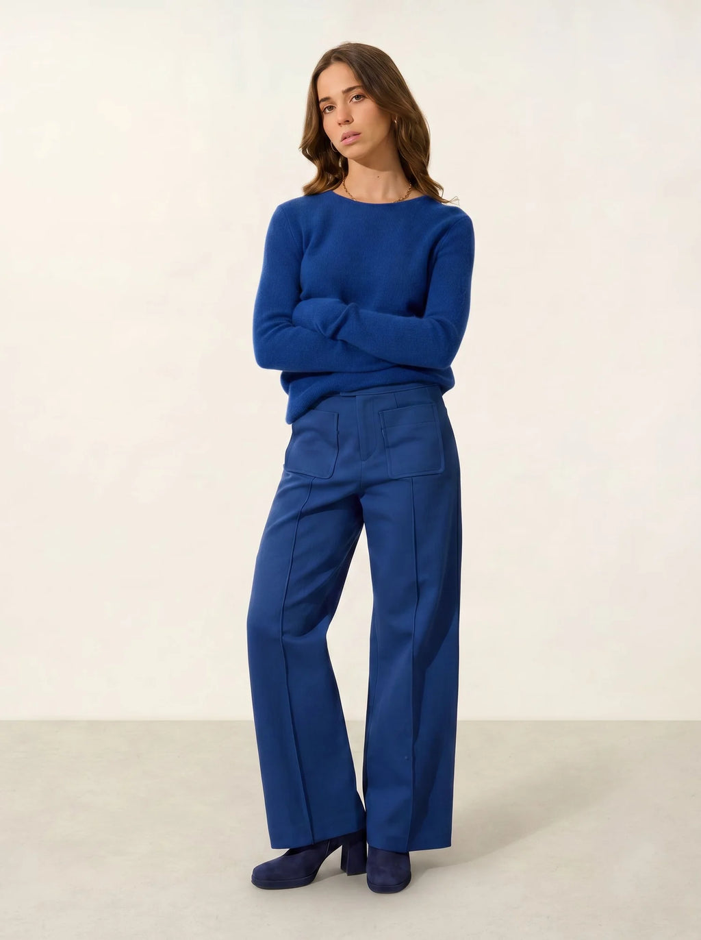 IVY pull col rond 4 fils outremer