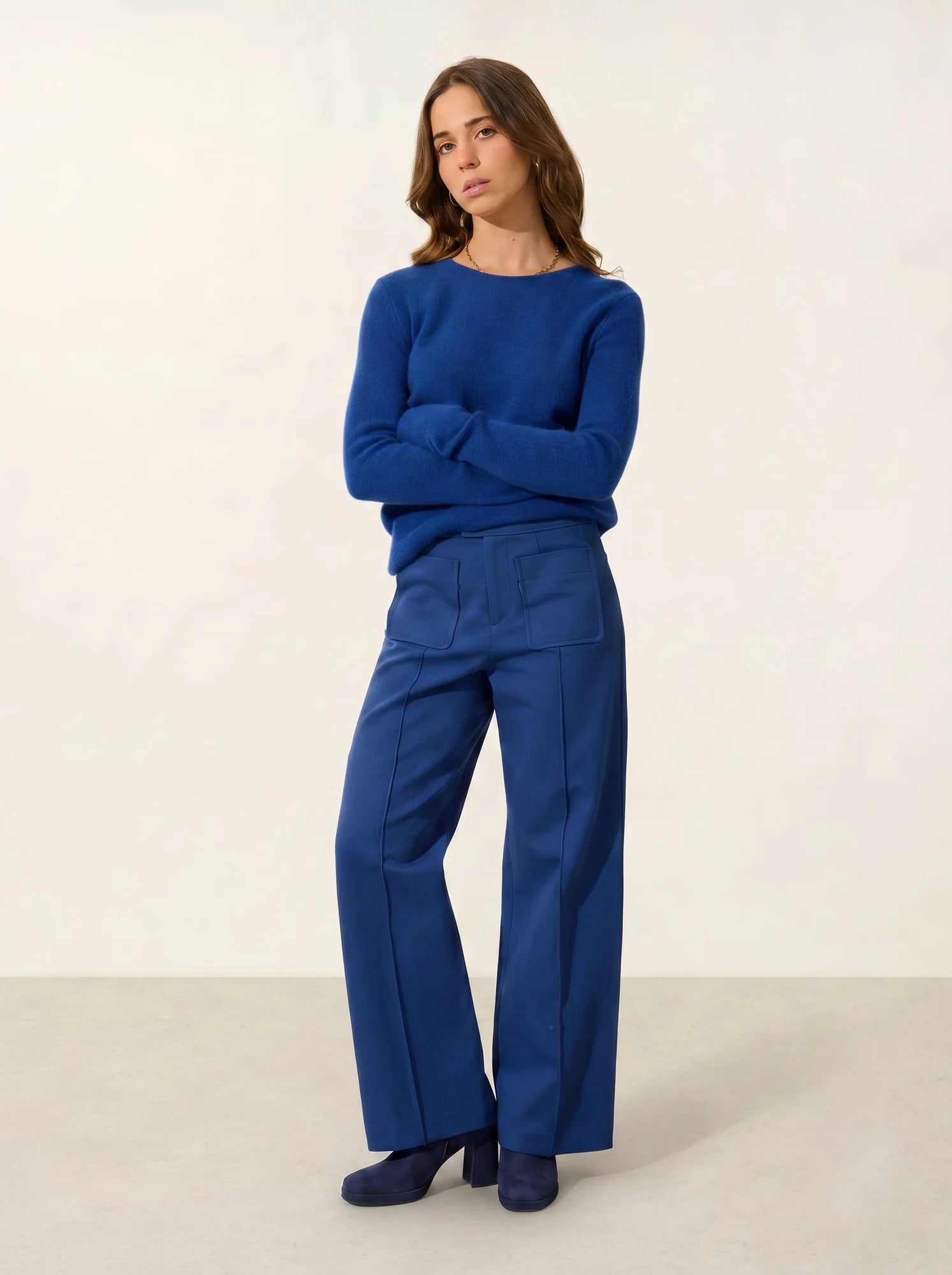 IVY pull col rond 4 fils outremer