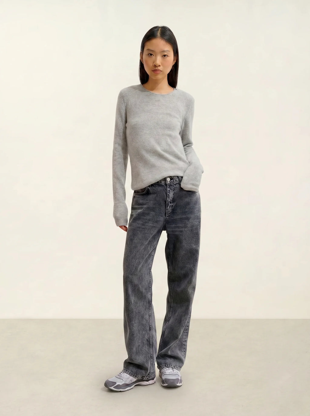 IVY pull col rond 4 fils nuage chiné