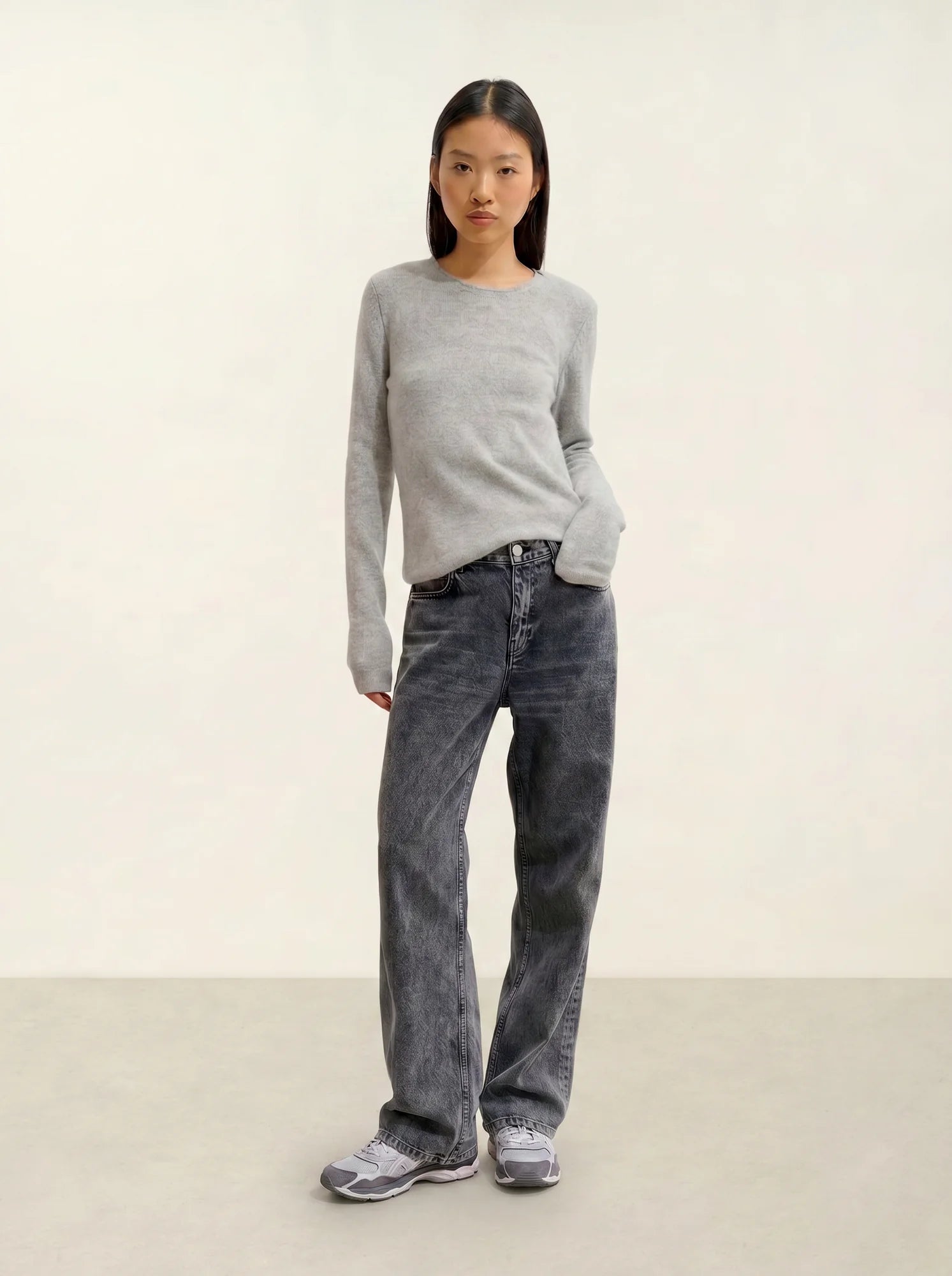 IVY pull col rond 4 fils nuage chiné