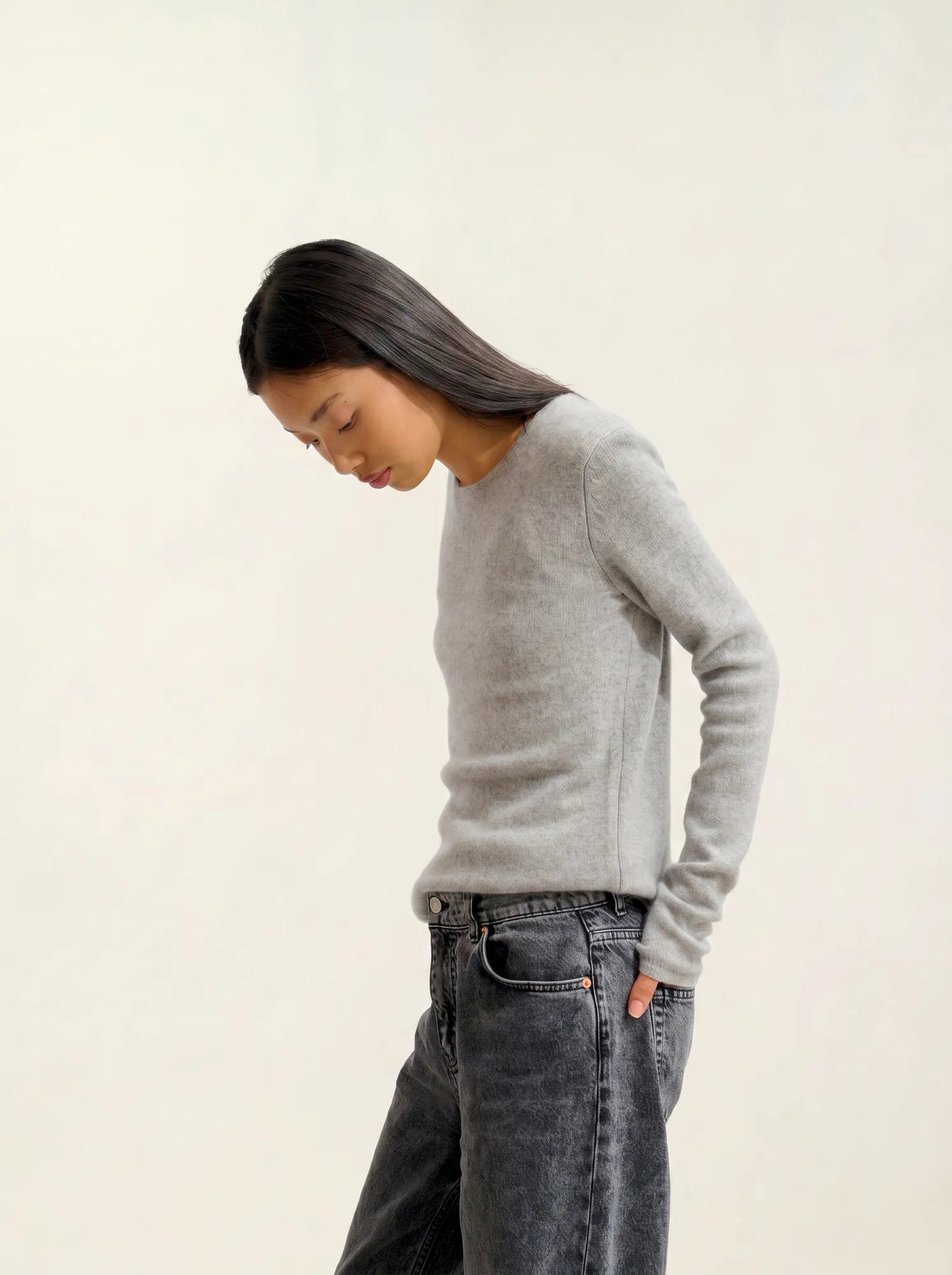 IVY pull col rond 4 fils nuage chiné