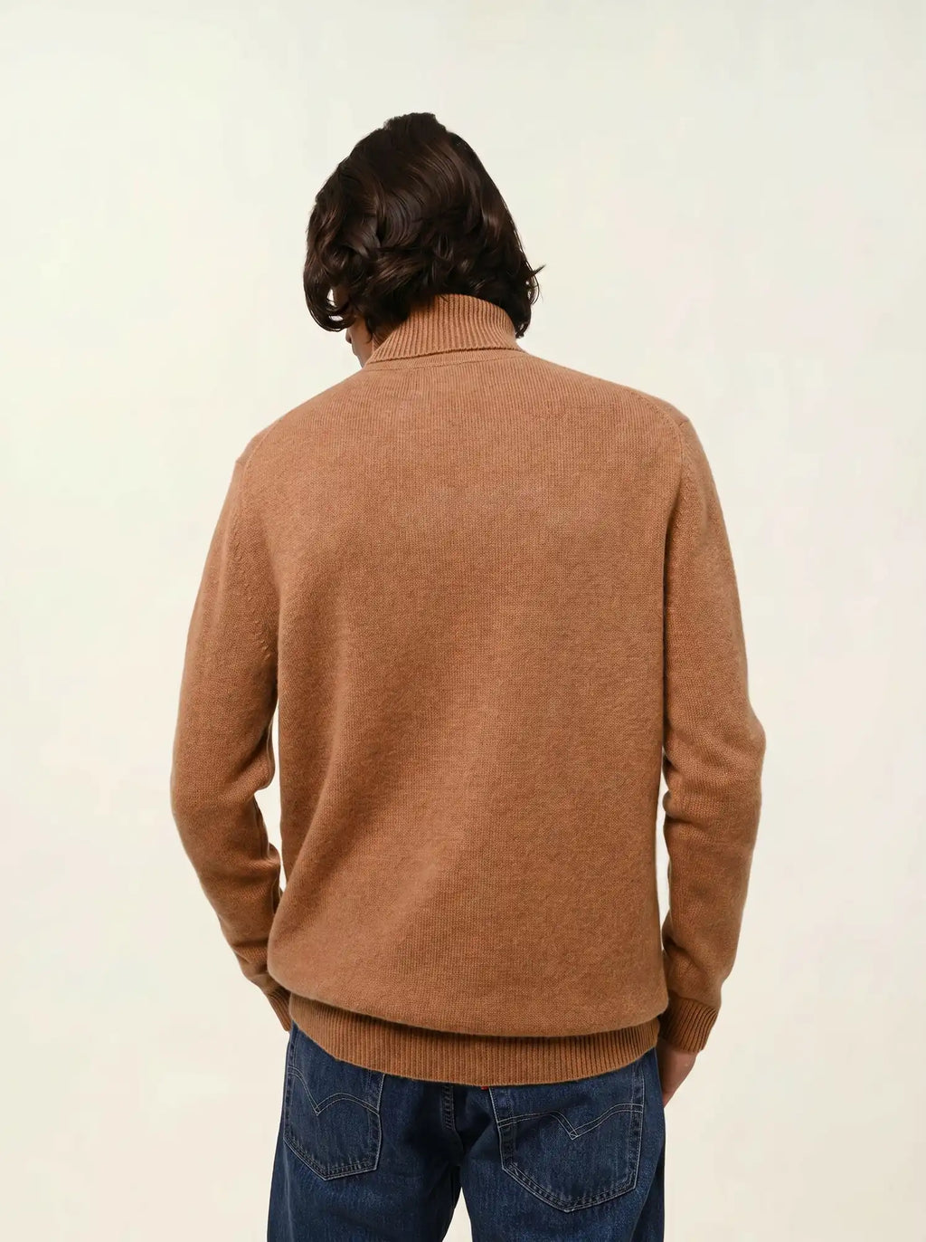 MARTIN pull col roulé 4 fils noisette